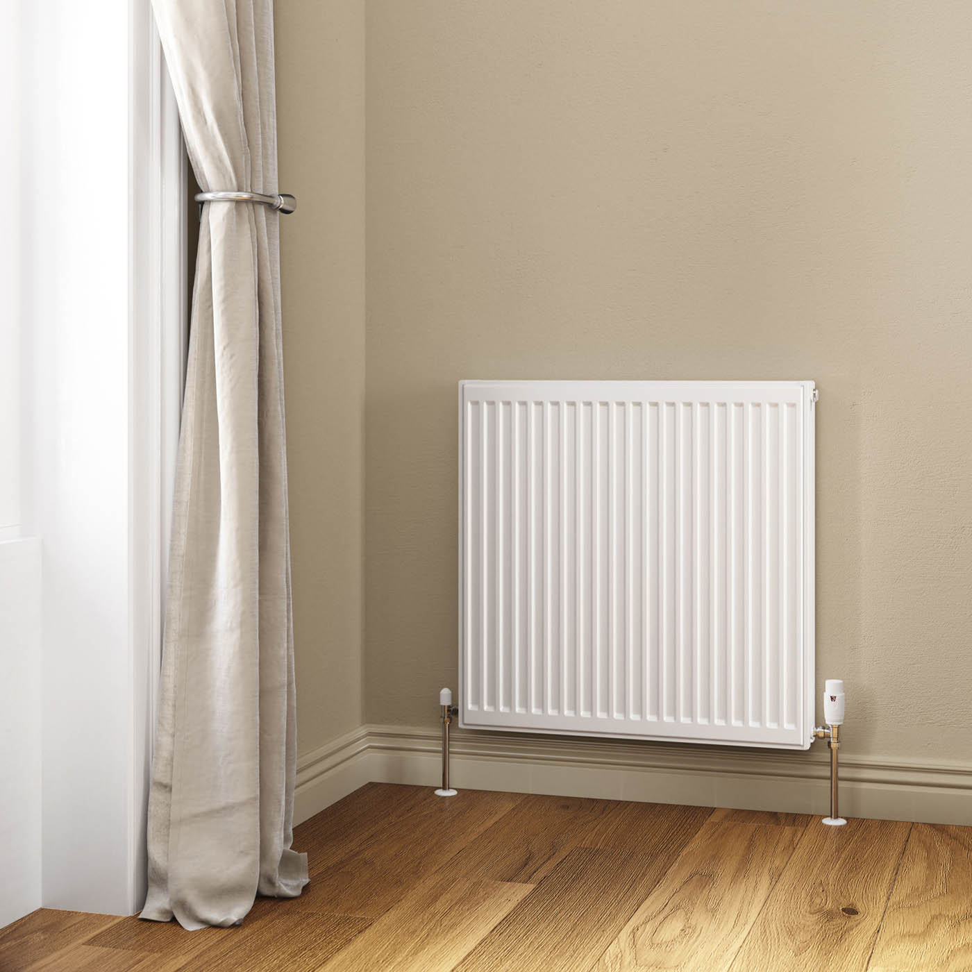 Flomasta Double Panel Radiator Type 22 Gloss White Steel Indoor (H)70x(W)70cm - Image 1