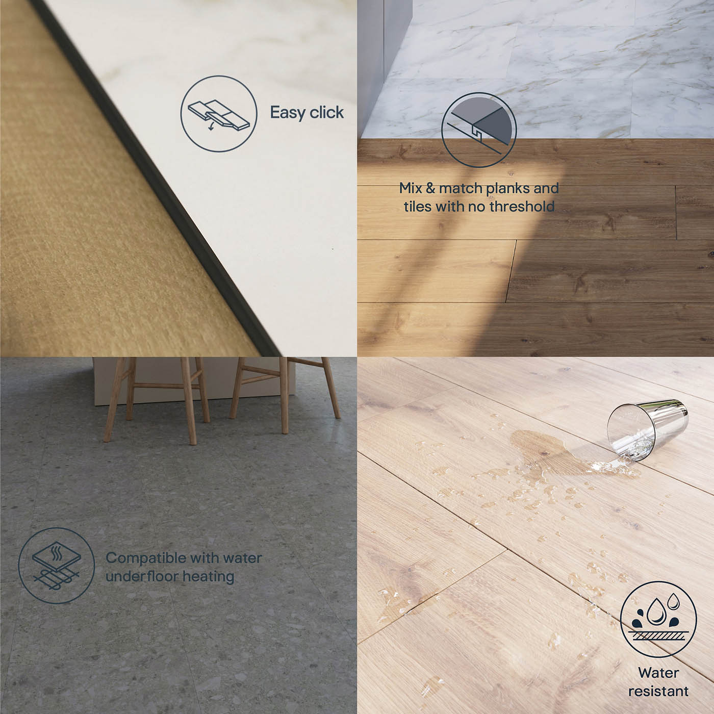 Click Vinyl Planks Walnut Oak Effect Textured Water Resistant Traditional 2.36m² - Image 8