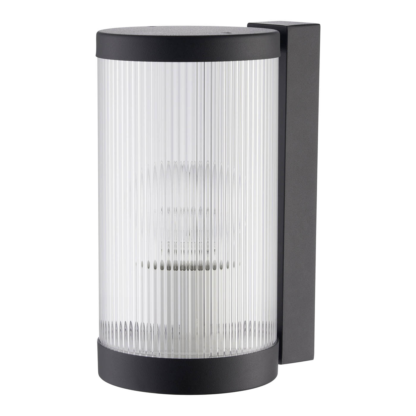 Outdoor Wall Light Matt Black Aluminium Plastic Garden Lamp Round Modern - Image 1