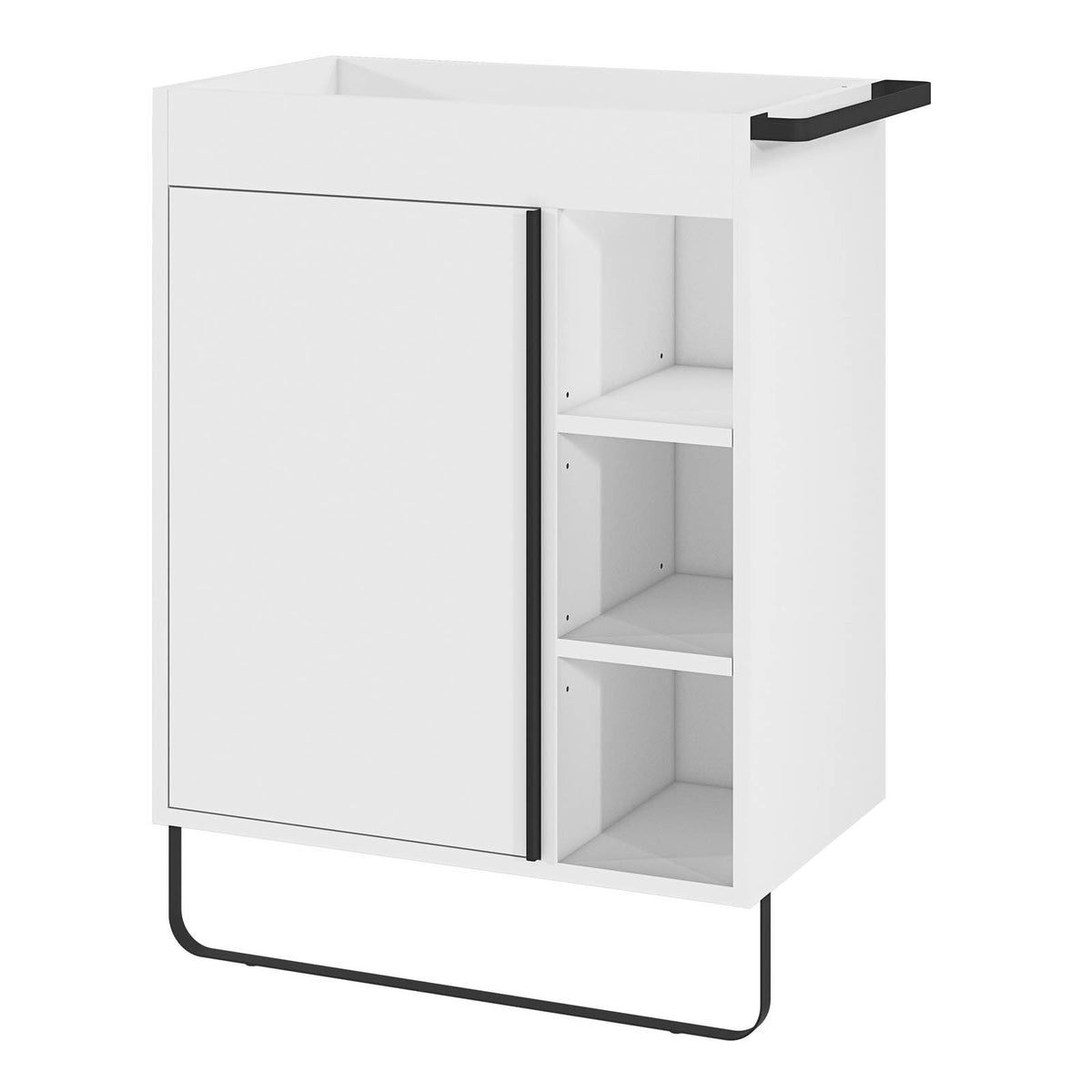 Bathroom Cabinet Maza Matt White Single Door Wall Mounted Modern H82xW65cm - Image 1