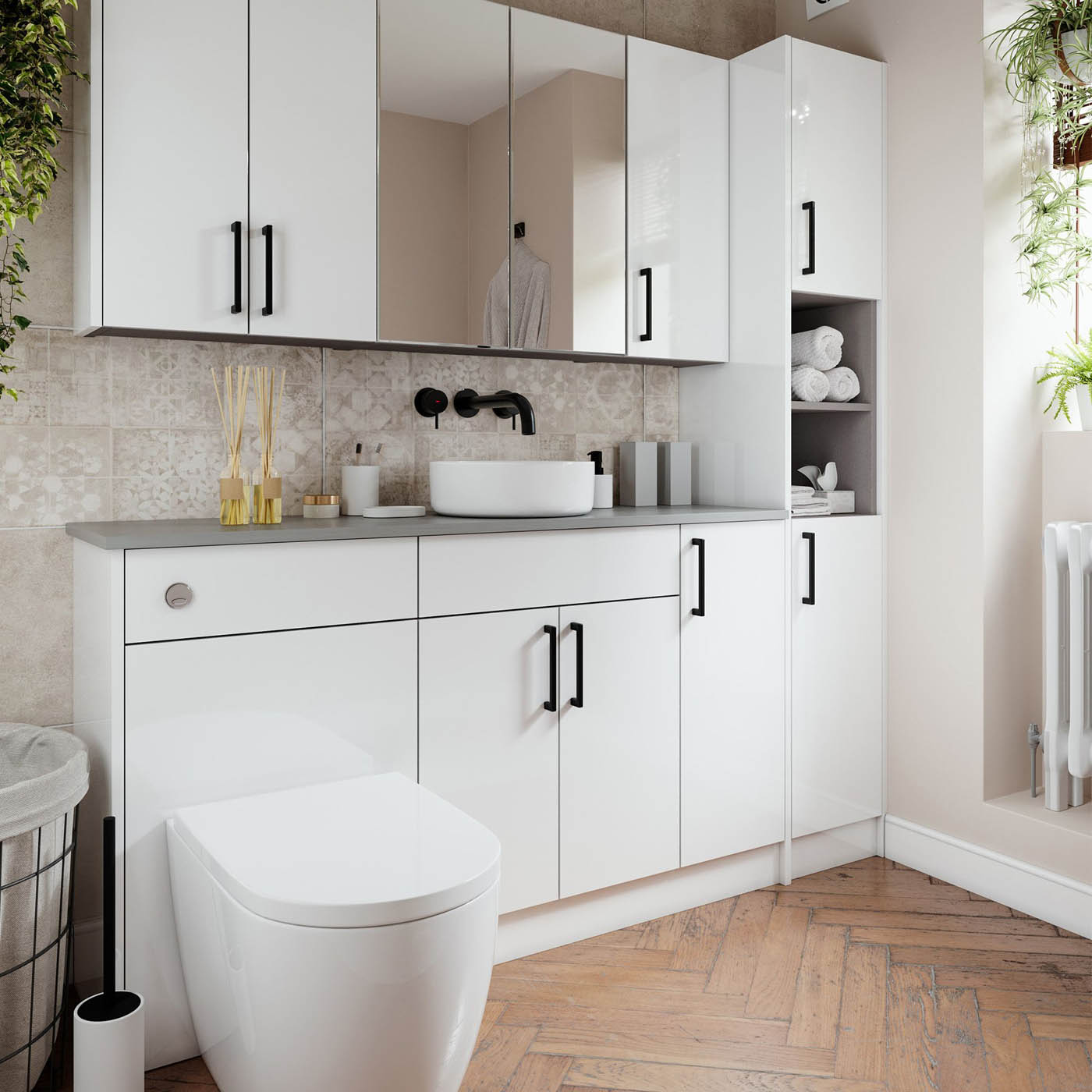Bathroom Worktop Solid Core Laminate Grey Stone Effect (L)122 x (W)38.5cm - Image 3
