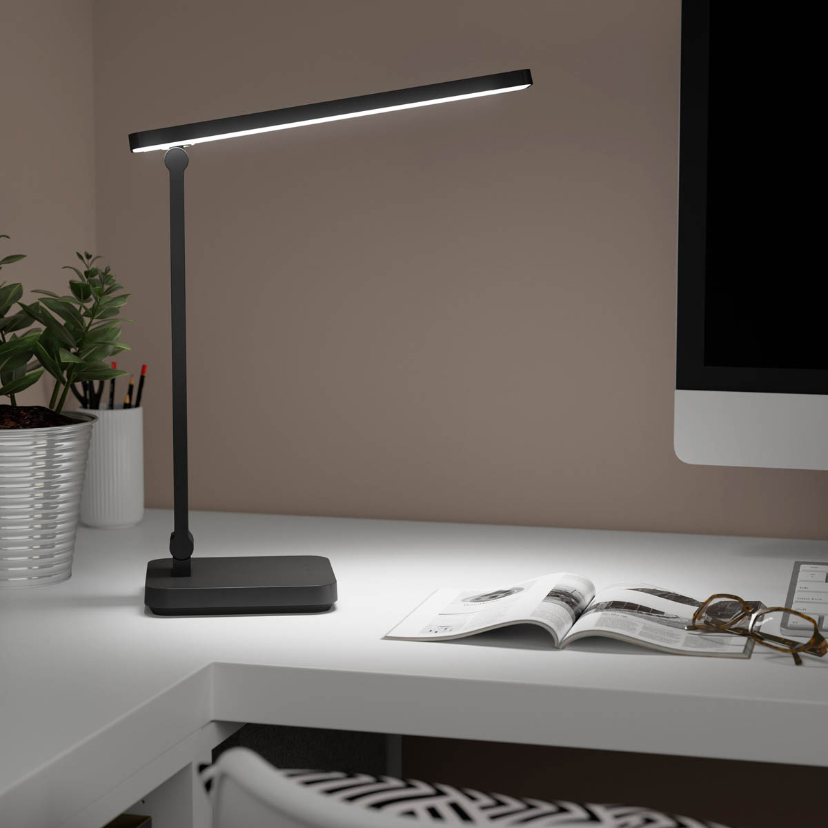 LED Table Lamp Matt Black Dimmable 350lm Touch Control Living Bedroom Office - Image 3