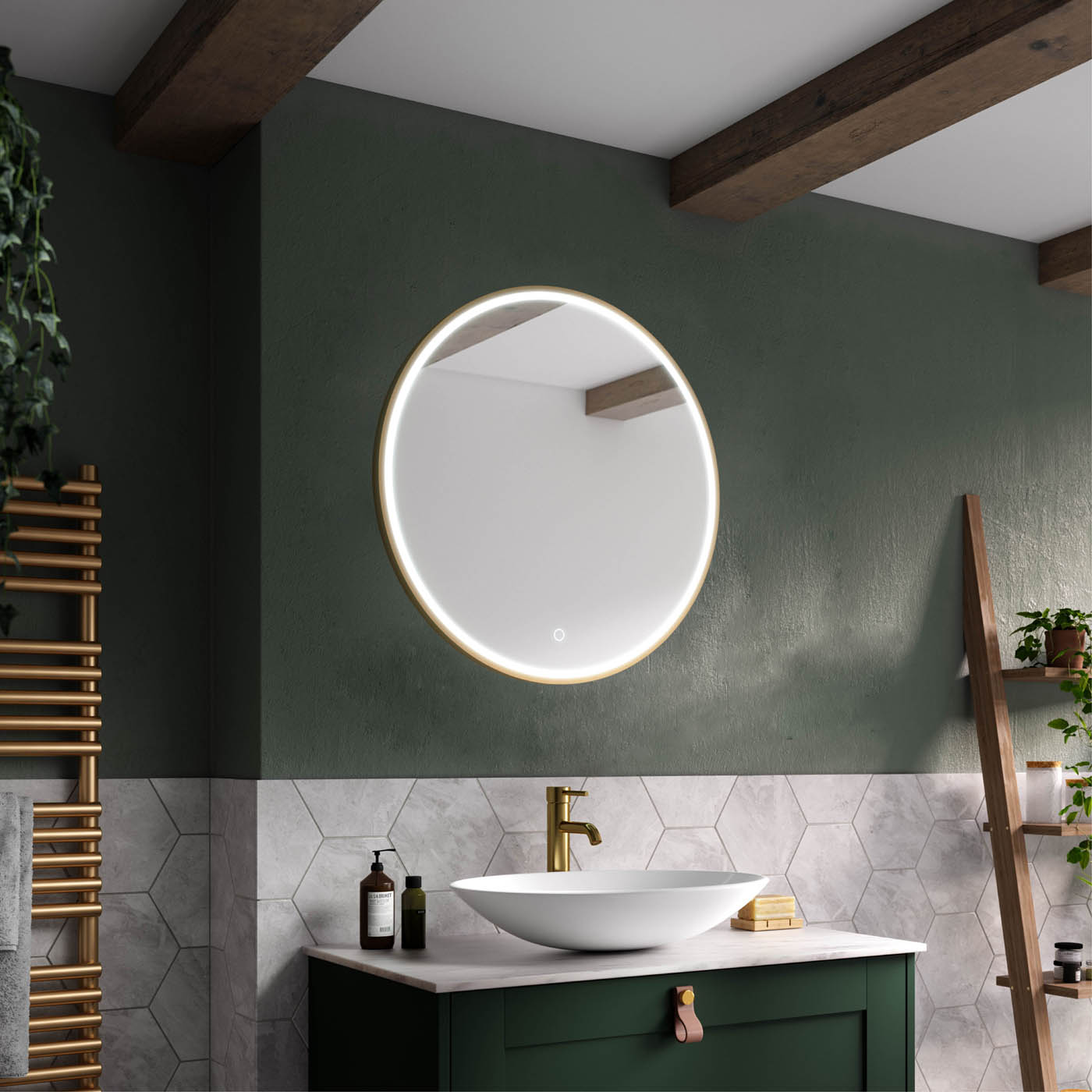 Sensio Bathroom Mirror Illuminated Round Demister Wall-Mounted (H)60 (W)60cm - Image 1