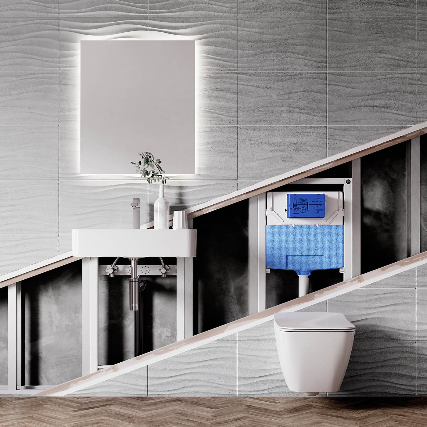 Ideal Standard Basin Frame ProSys Chrome Wall And Floor Mounted H115xW50cm - Image 4