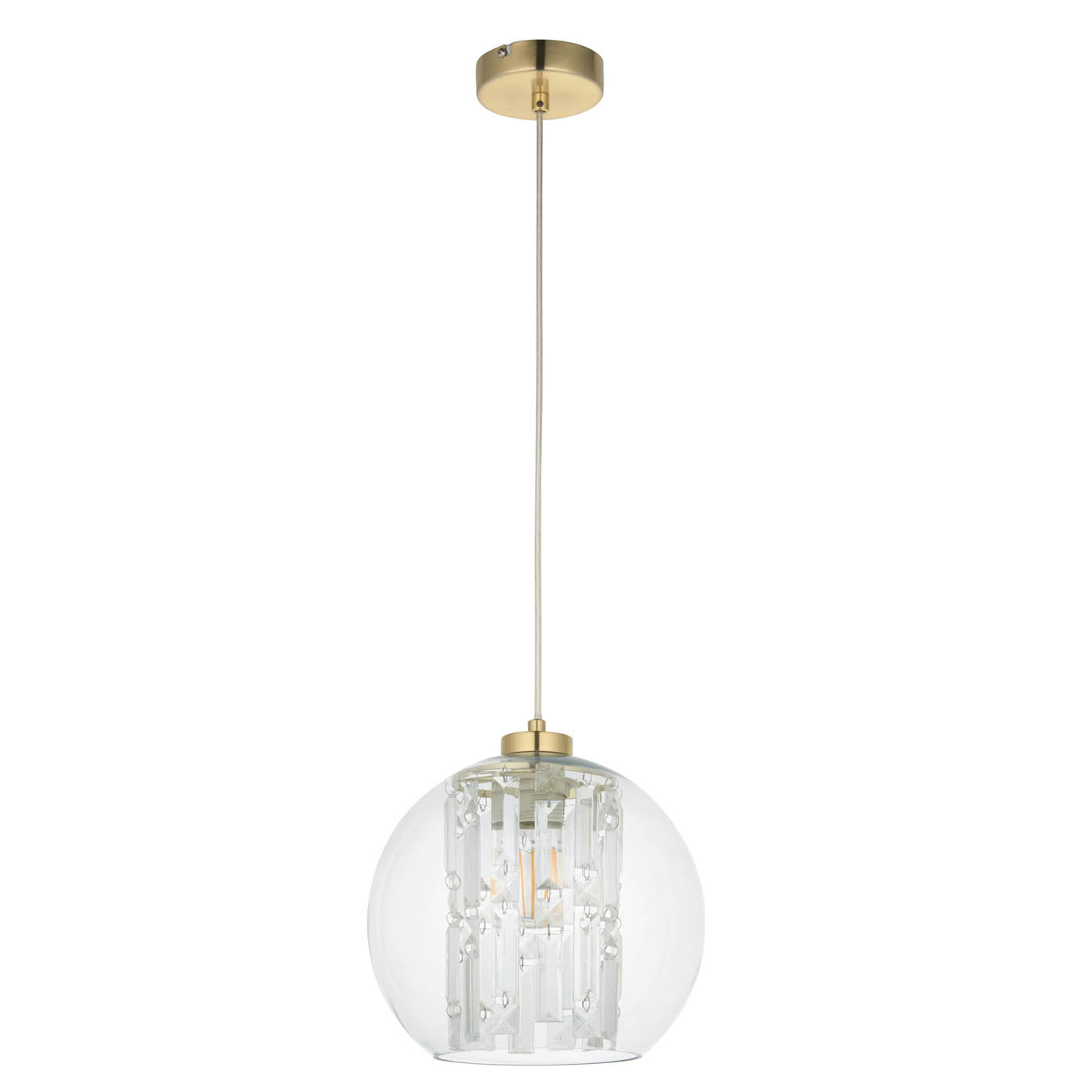 Pendant Ceiling Light Gold Clear Glass Shade Dimmable Adjustable Height 15W - Image 1
