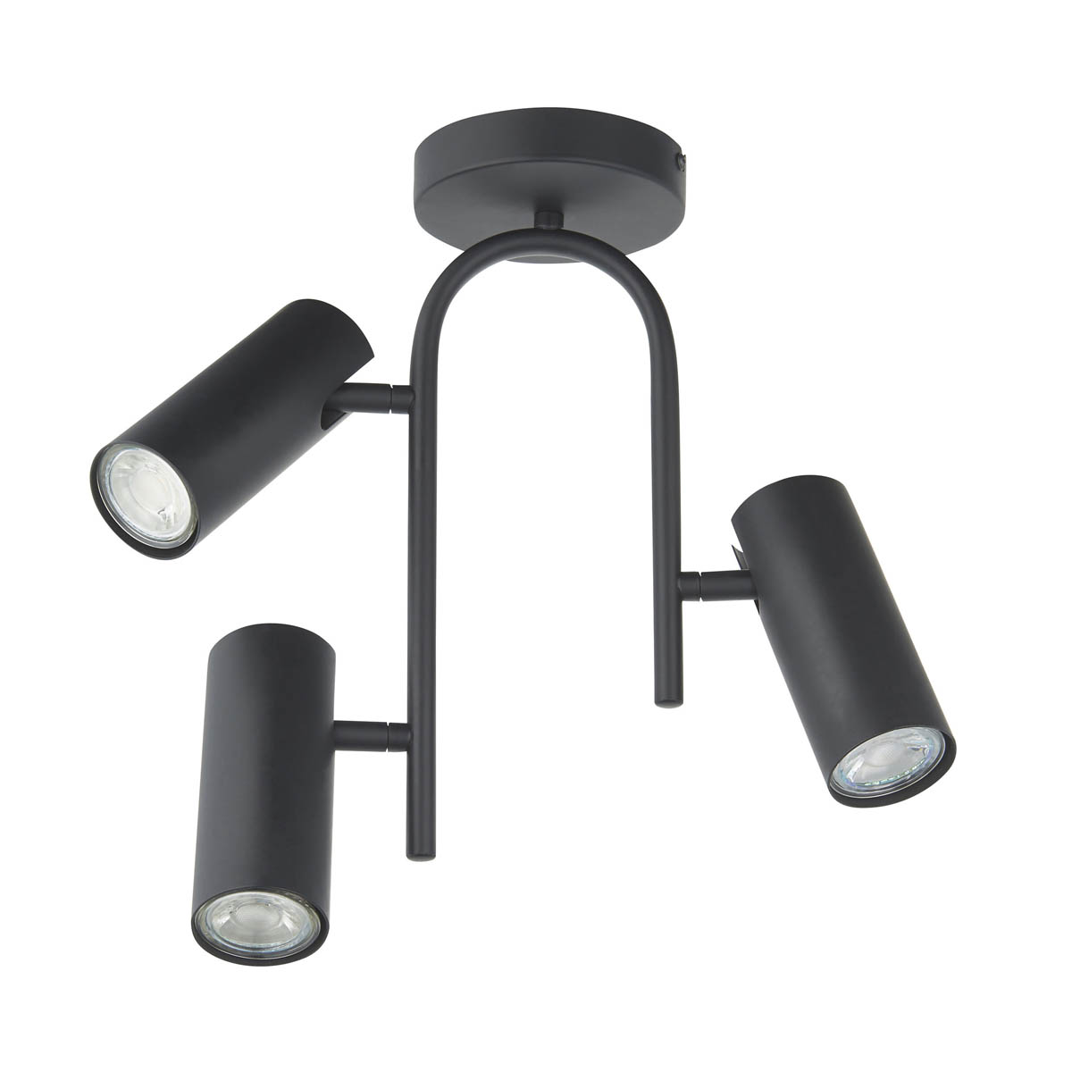 LED Ceiling Spotlight 3 Way Matt Black Metal Adjustable Heads Dimmable Modern - Image 3