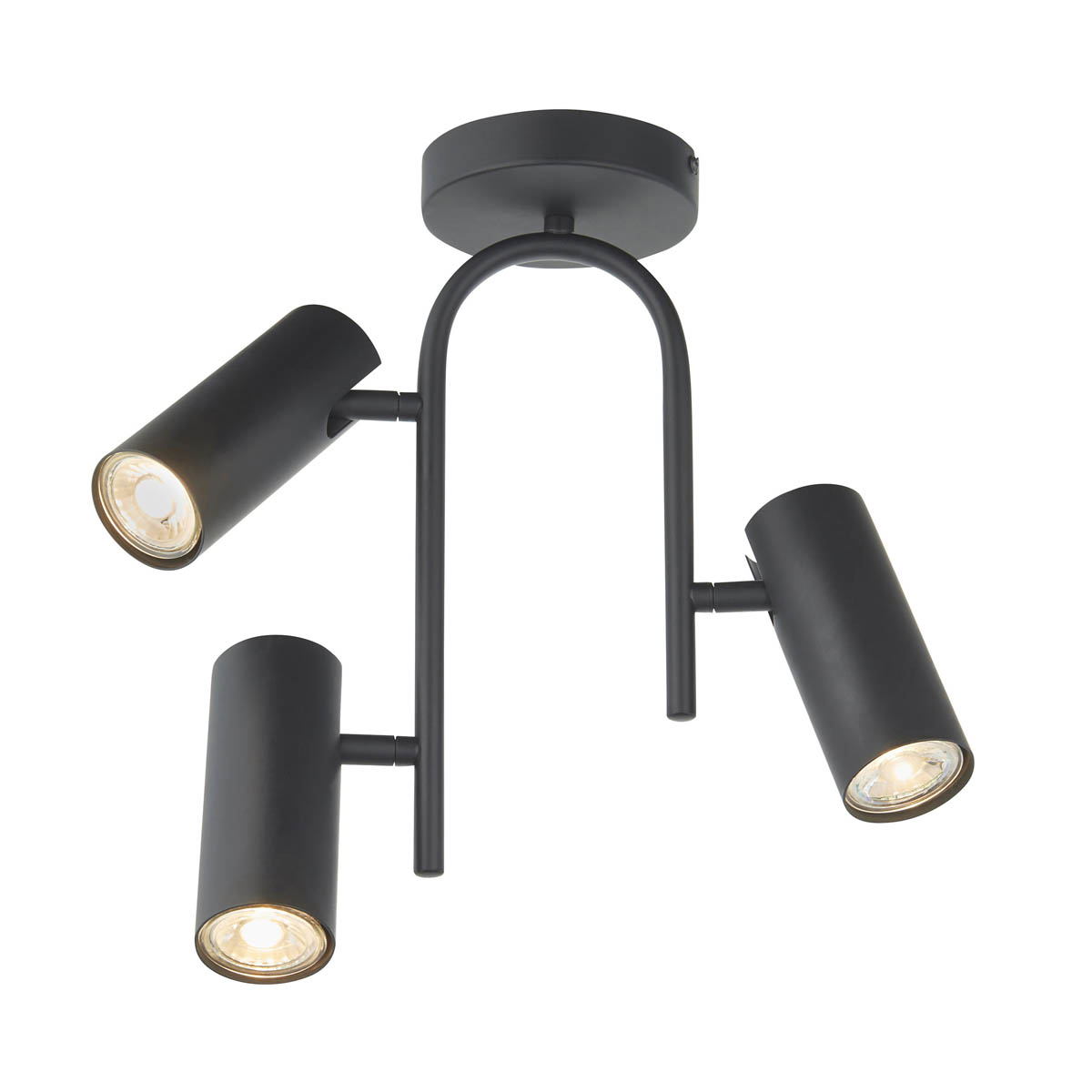 LED Ceiling Spotlight 3 Way Matt Black Metal Adjustable Heads Dimmable Modern - Image 1