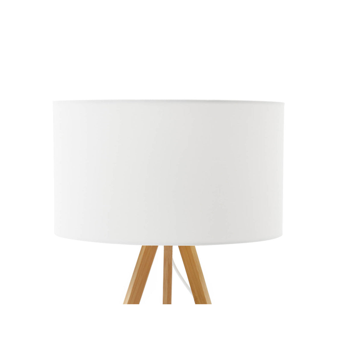 Floor Table Lamp Set LED Natural Bamboo Tripod White Fabric Modern Living Room - Image 10