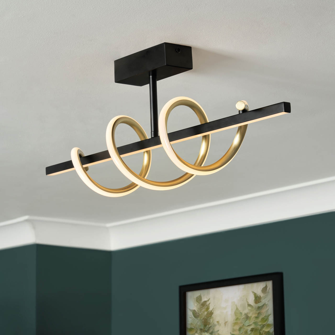 Inlight Ceiling Light LED Warm White Spiral Matt Black Aluminium Plastic Modern - Image 1