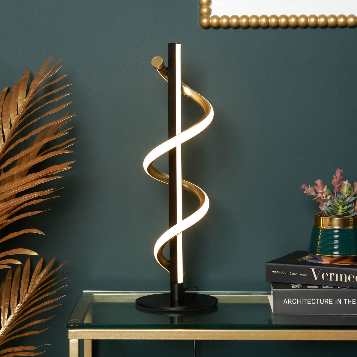 Inlight Table Lamp LED Integrated Spiral Matt Black Brass Finish Modern - Image 1