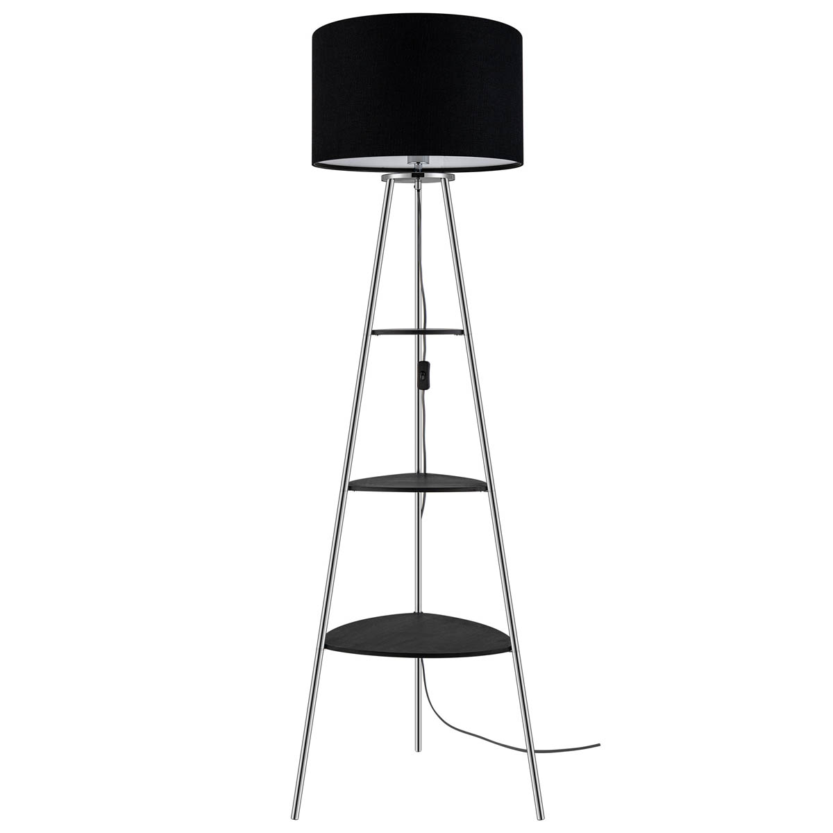 Floor Lamp 3 Shelves Black Chrome Effect Living Room Modern Industrial (H)155cm - Image 3
