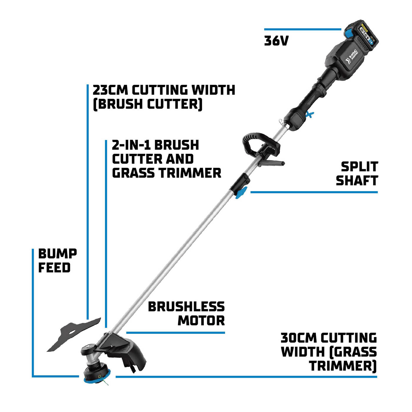 Mac Allister Brushcutter Grass Trimmer 2IN1 Cordless 36V 4Ah Li-Ion MCT1202GBC - Image 2