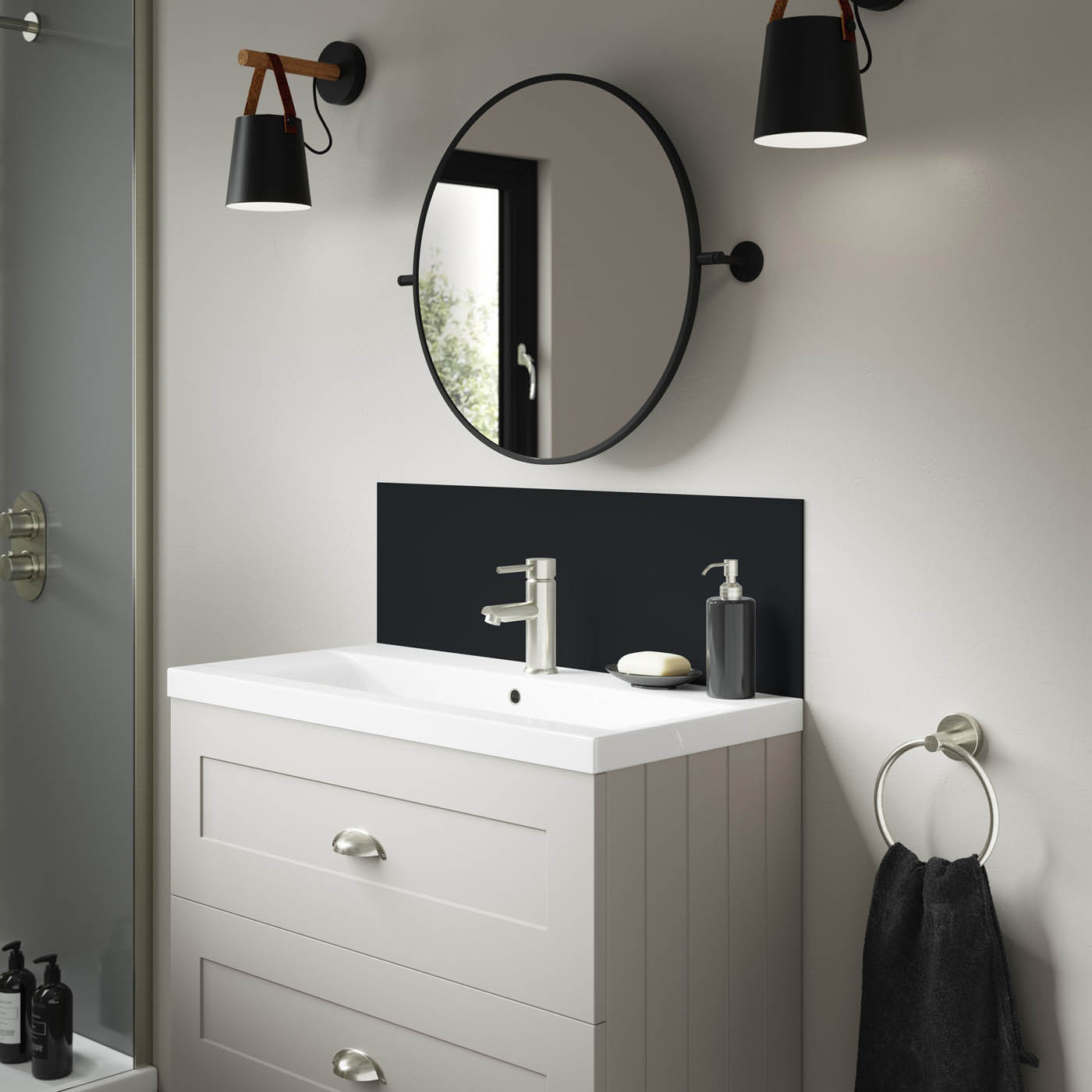 Splashwall Bathroom Splashback Matt Midnight Grey Aluminium Double Sided - Image 1