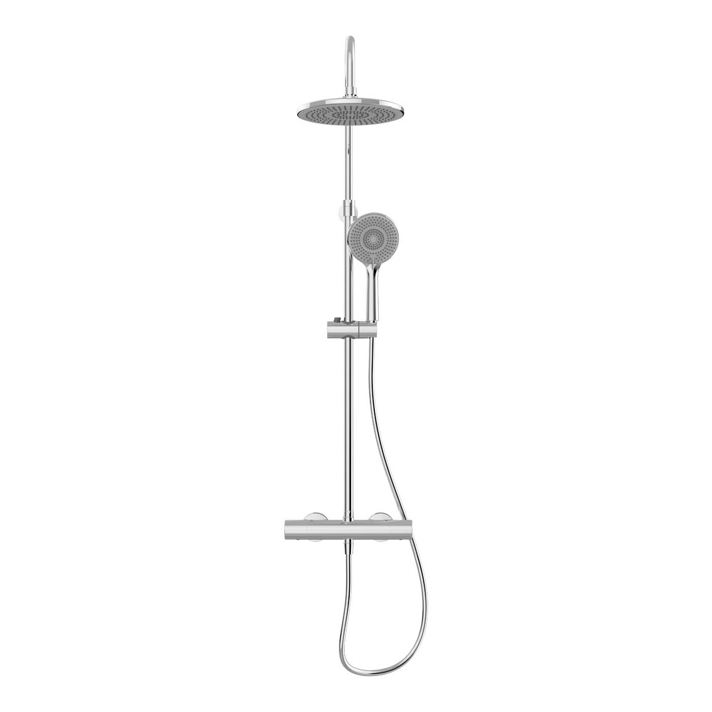 Thermostatic Mixer Shower Chrome Dual Round Head Bar Set Bathroom Modern - Image 3