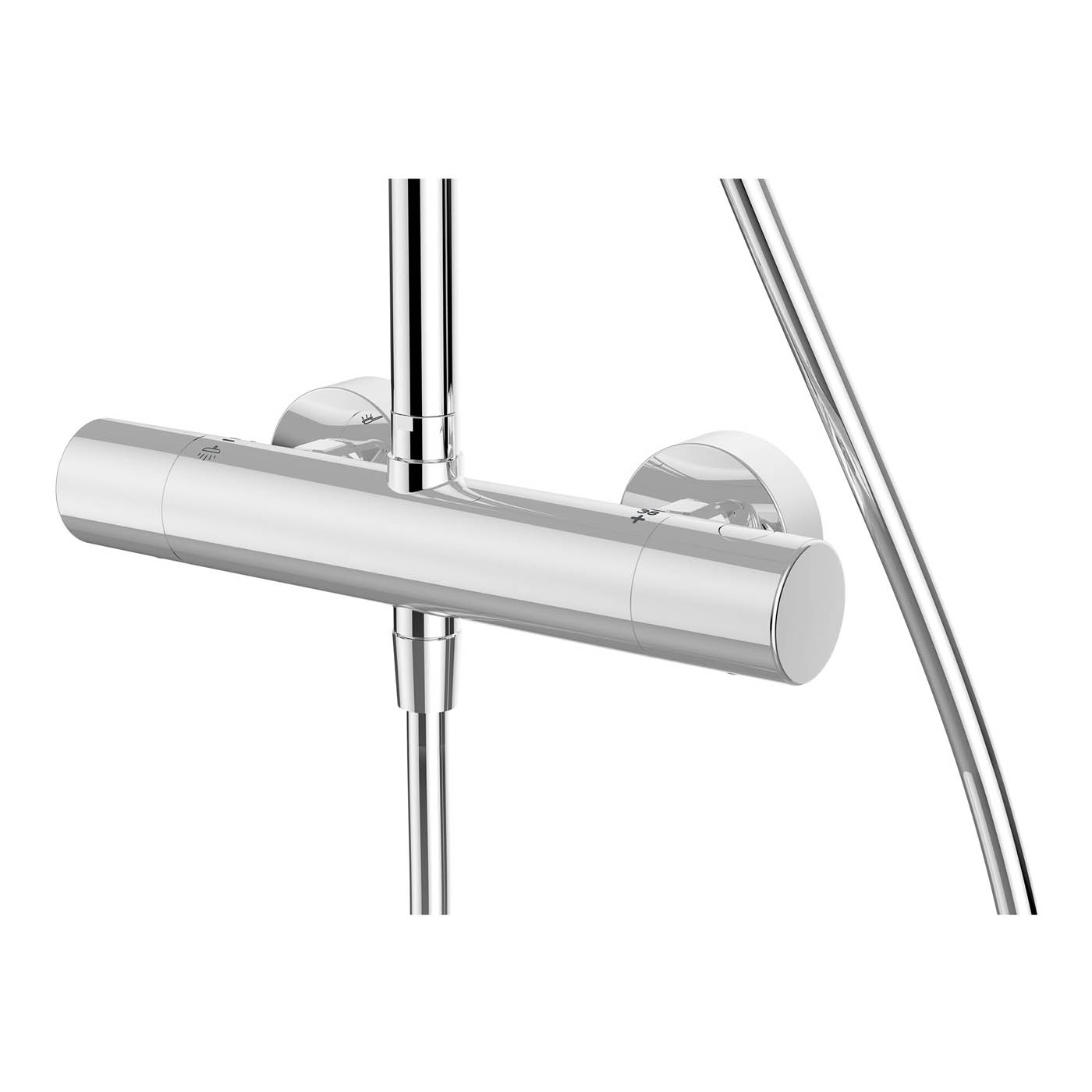 Thermostatic Mixer Shower Chrome Dual Round Head Bar Set Bathroom Modern - Image 4