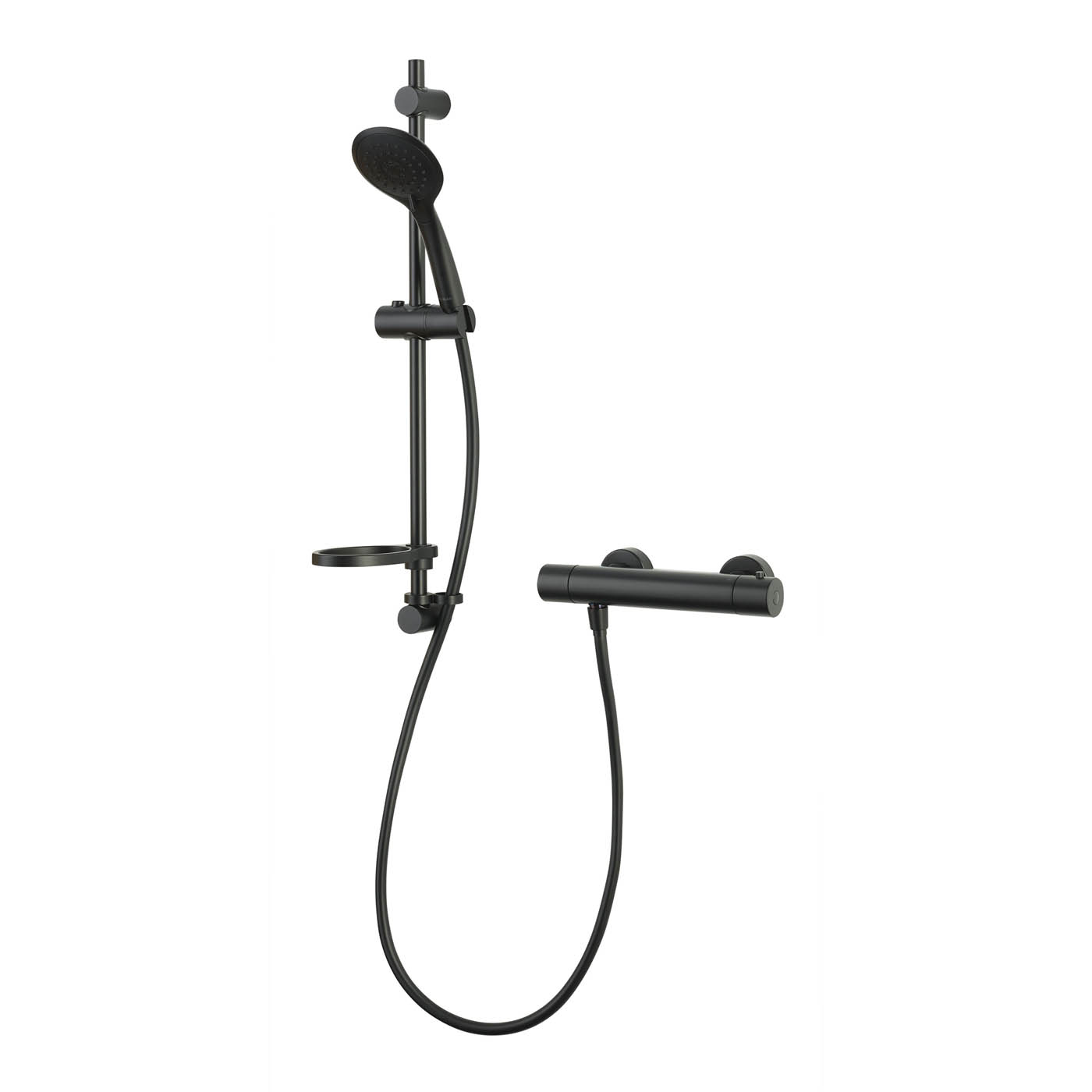 Black Shower Mixer System Sierra Matt Rear Fed Thermostatic 1.5m Hose - Image 1