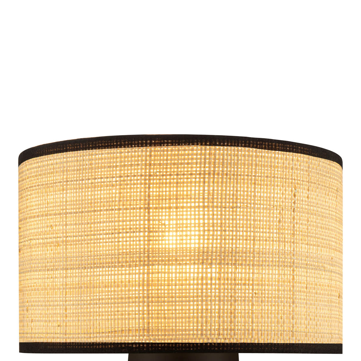 Table Lamp Matt Natural Black Metal Raffia Bedside Light Living Room Modern - Image 10