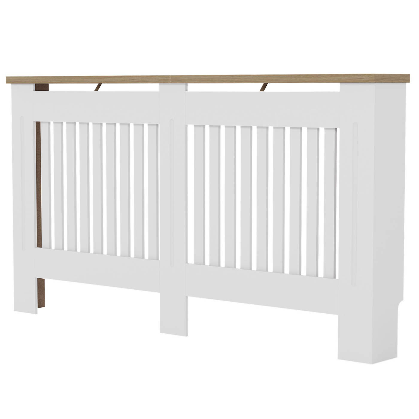 Radiator Cover Medium White Oak Veneer Vertical Slat (H)830mm (W)1520mm (D)190mm - Image 1
