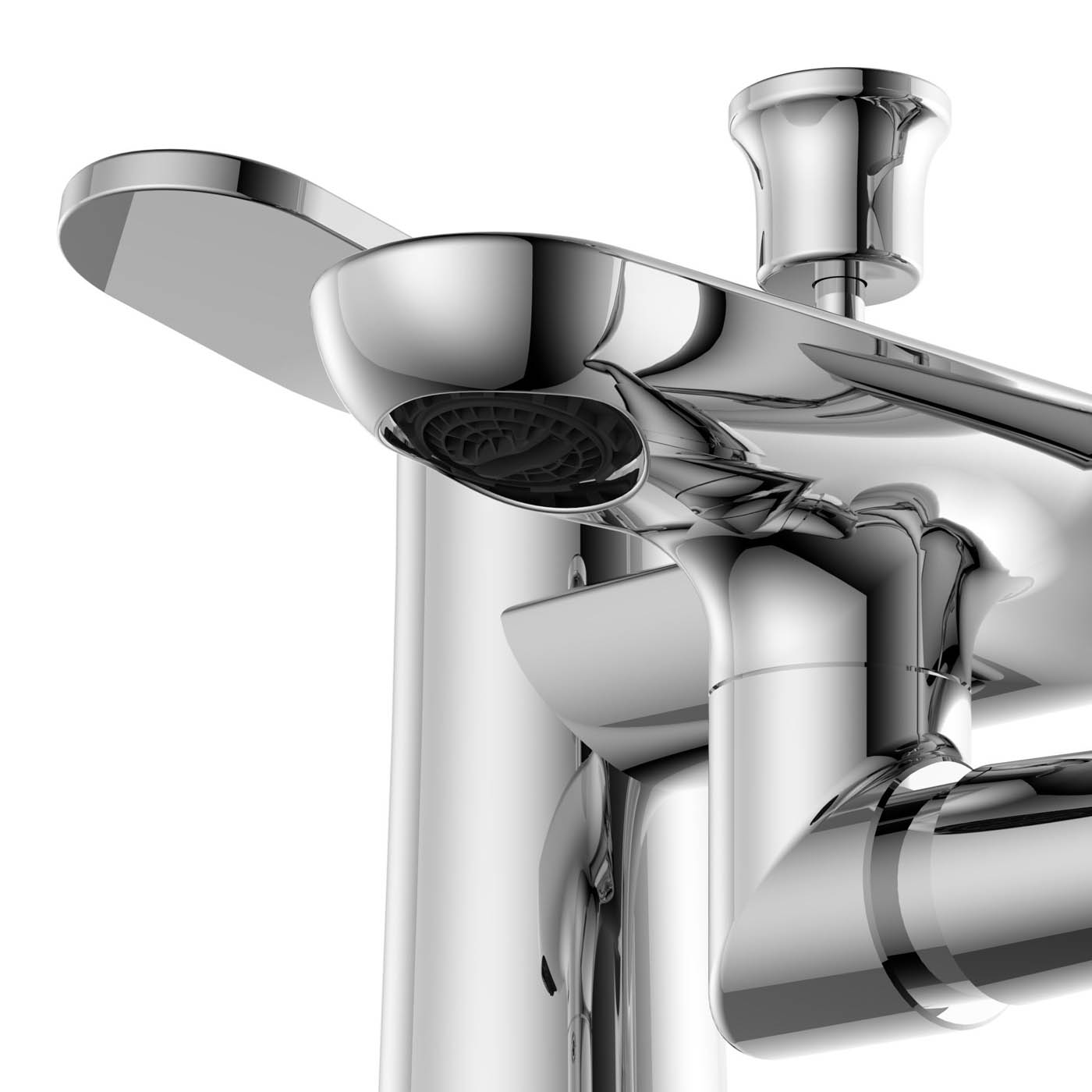 Bath Mixer Tap Shower Kit 3 Spray Pattern Gloss Chrome Effect Deck Mounted - Image 10