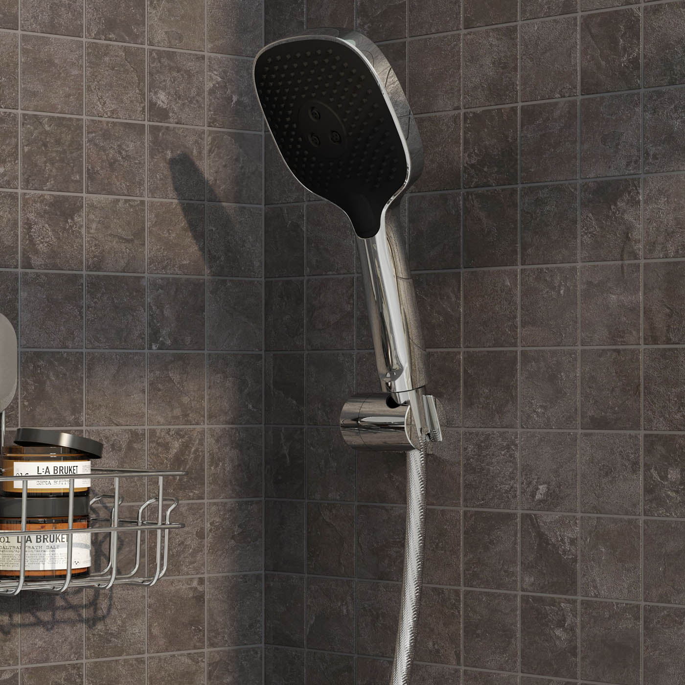 Bath Mixer Tap Shower Kit 3 Spray Pattern Gloss Chrome Effect Deck Mounted - Image 2