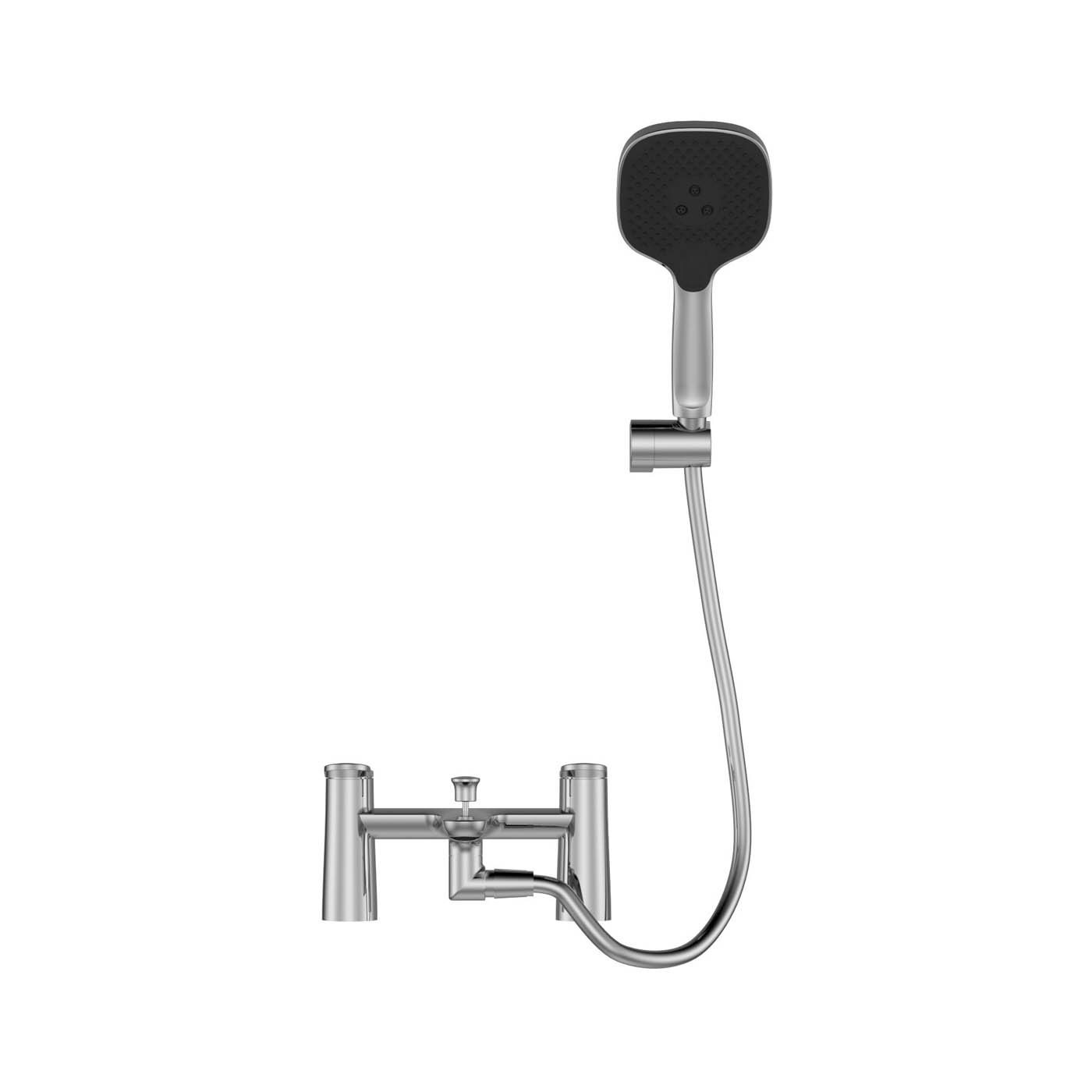 Bath Mixer Tap Shower Kit 3 Spray Pattern Gloss Chrome Effect Deck Mounted - Image 4