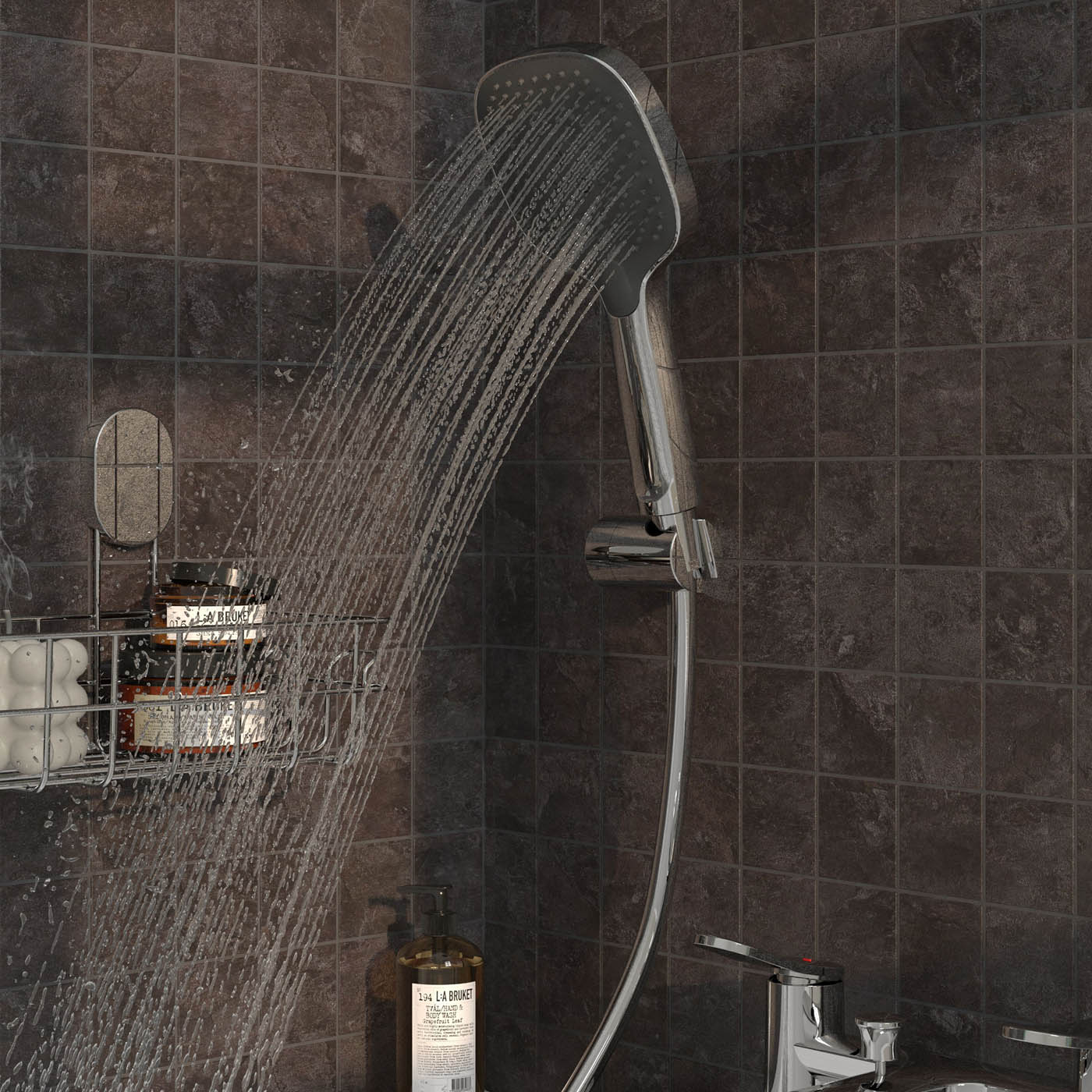 Bath Mixer Tap Shower Kit 3 Spray Pattern Gloss Chrome Effect Deck Mounted - Image 7