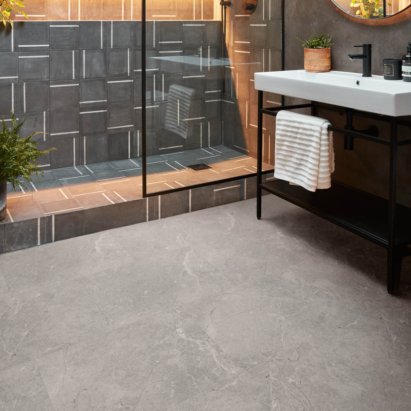 Vinyl Click Tile Matt Grey Marble Effect Embossed Waterproof Modern 2.74m² - Image 2