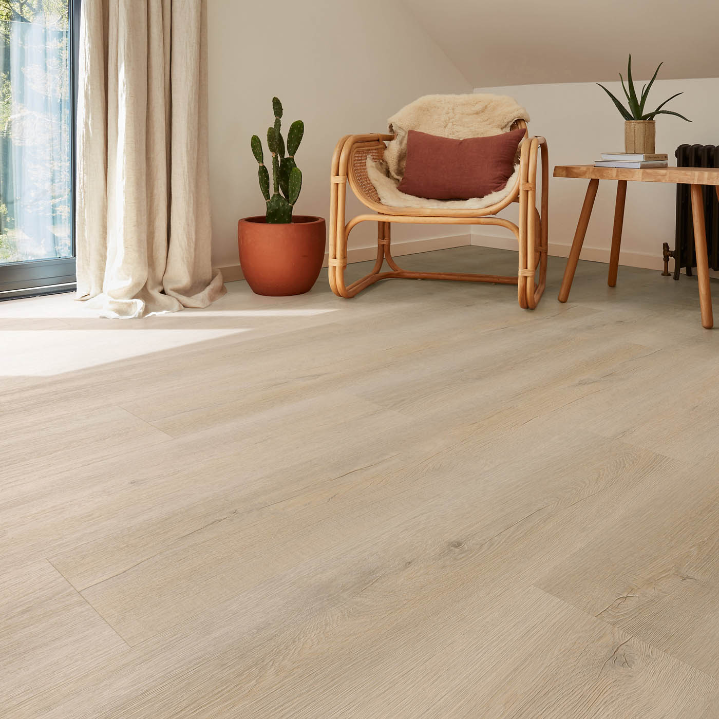 Vinyl Click Planks Beige Taupe Matt Light Oak Effect Embossed Waterproof 3.2m² - Image 2