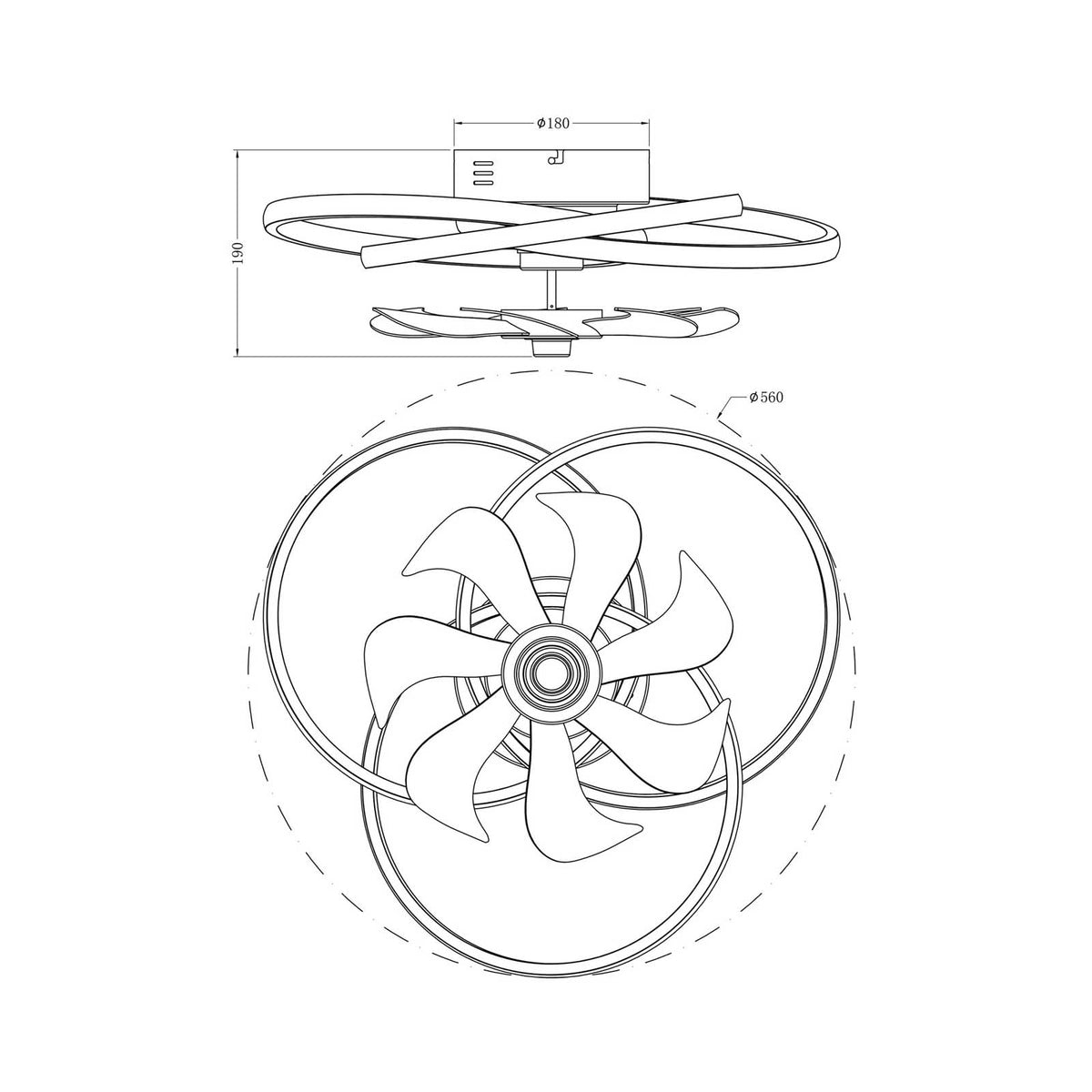 Inlight LED Ceiling Fan Light Chrome 2535lm Dimmable With Remote Living Room - Image 2