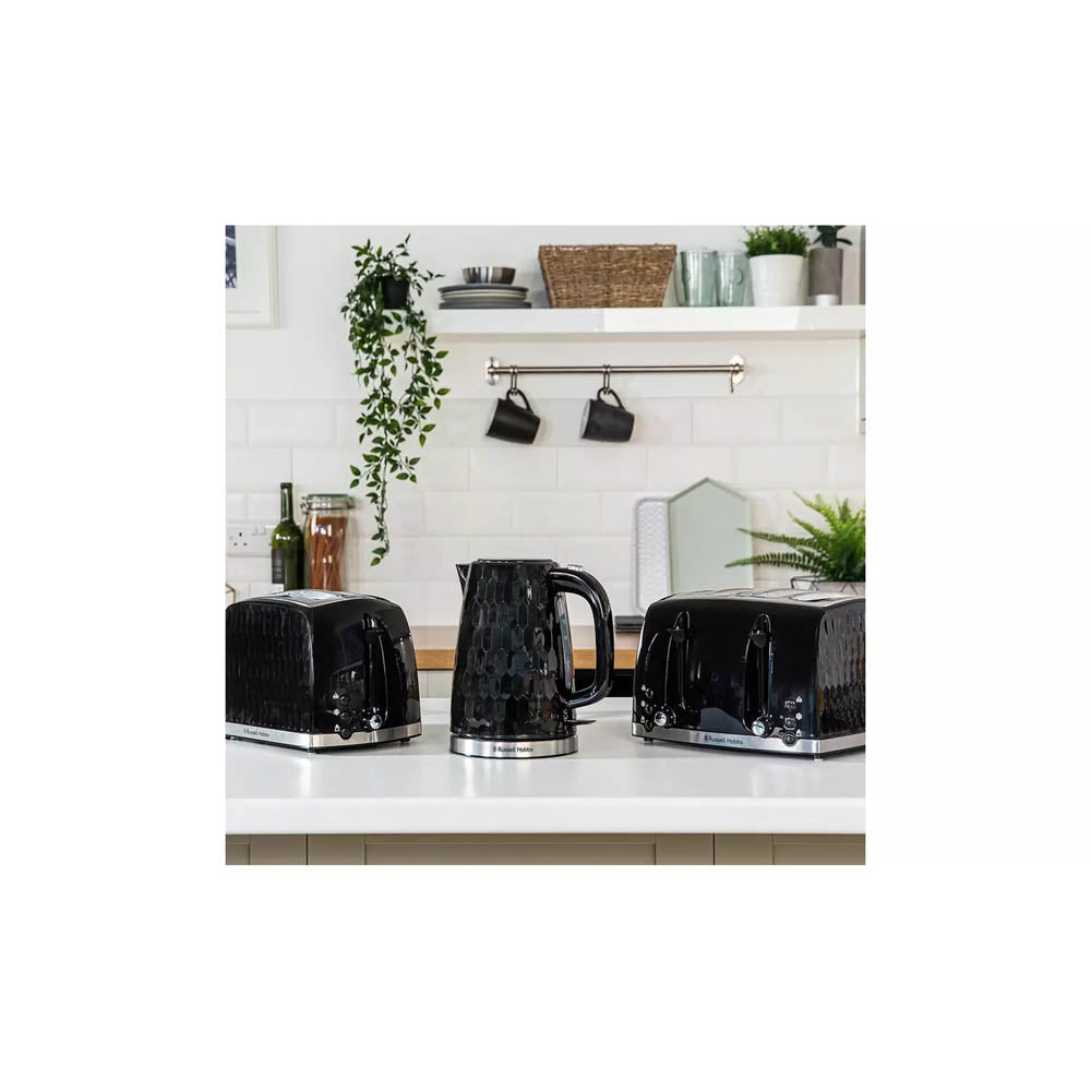 Russell Hobbs Electric Kettle Black Modern Honeycomb Inspired 1.7L Rapid Boil - Image 2