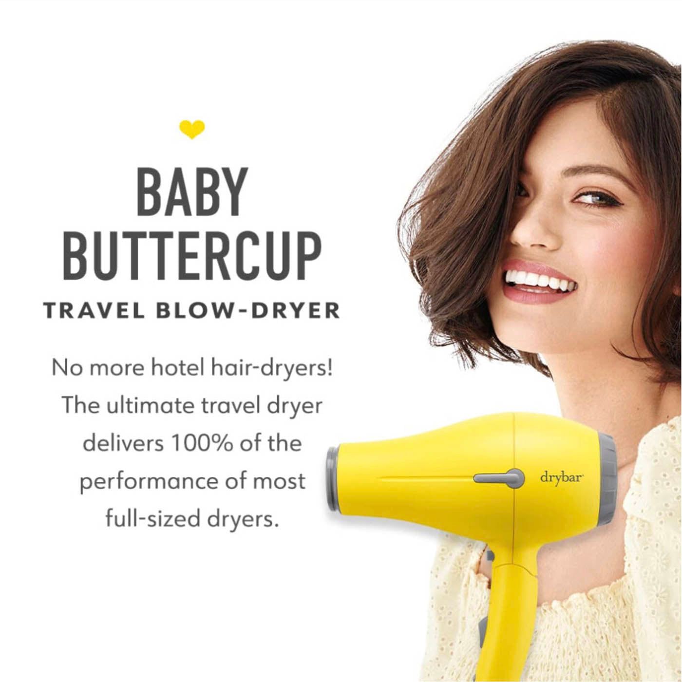 Drybar Travel Blow Dryer Baby Buttercup Ionic Technology For All Hair Types - Image 3