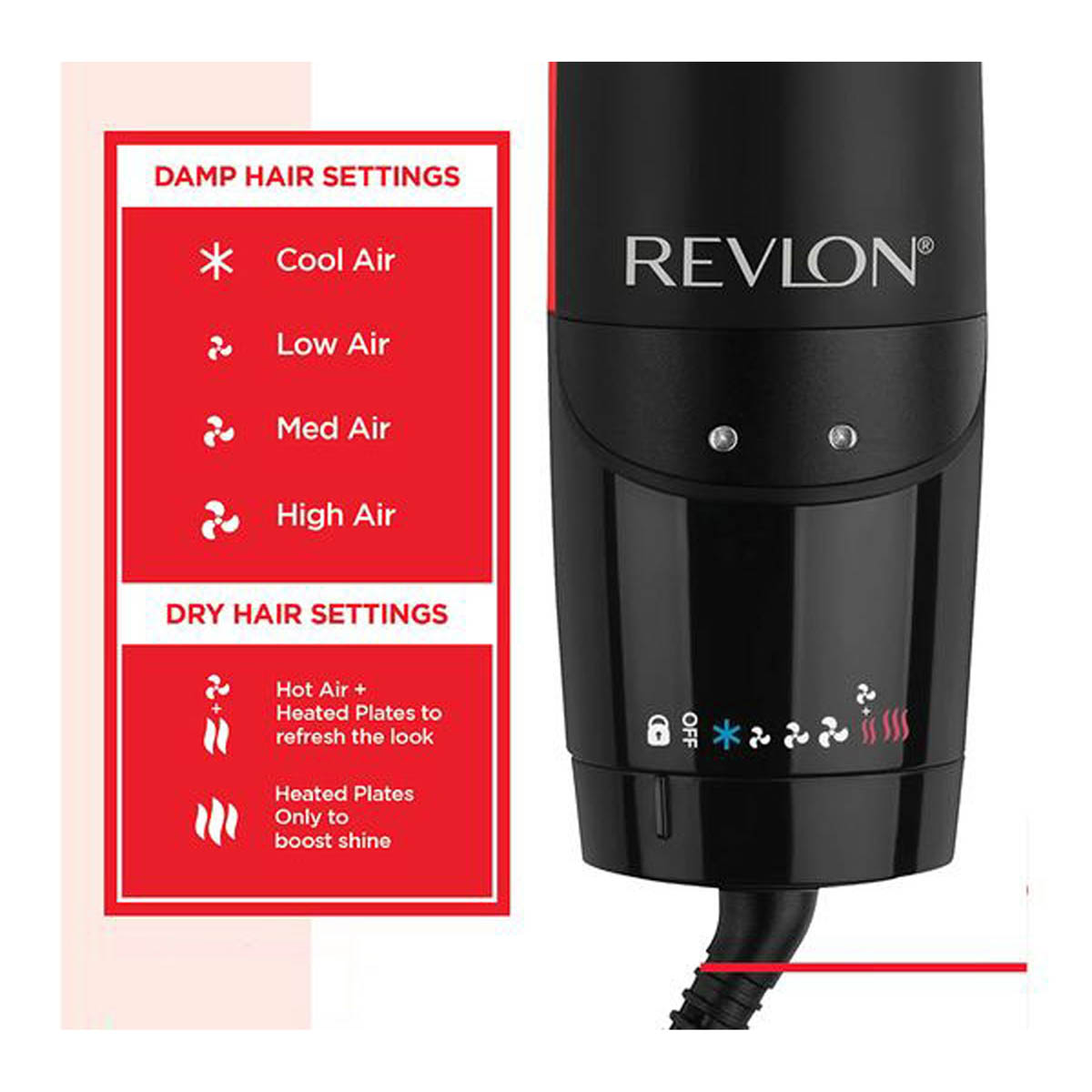Revlon Hair Straightener Dryer One Step Air Straight 2 In 1 Black Ceramic Plates - Image 2