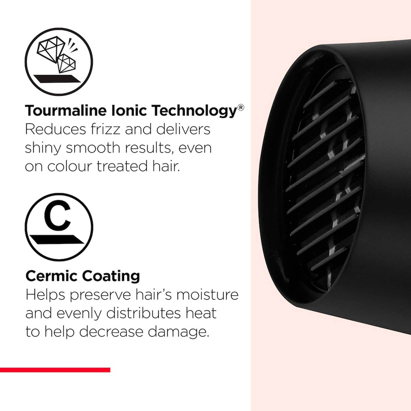 Revlon Hair Dryer Easy Heat Ceramic Tourmaline Ionic Concentrator Lightweight - Image 4