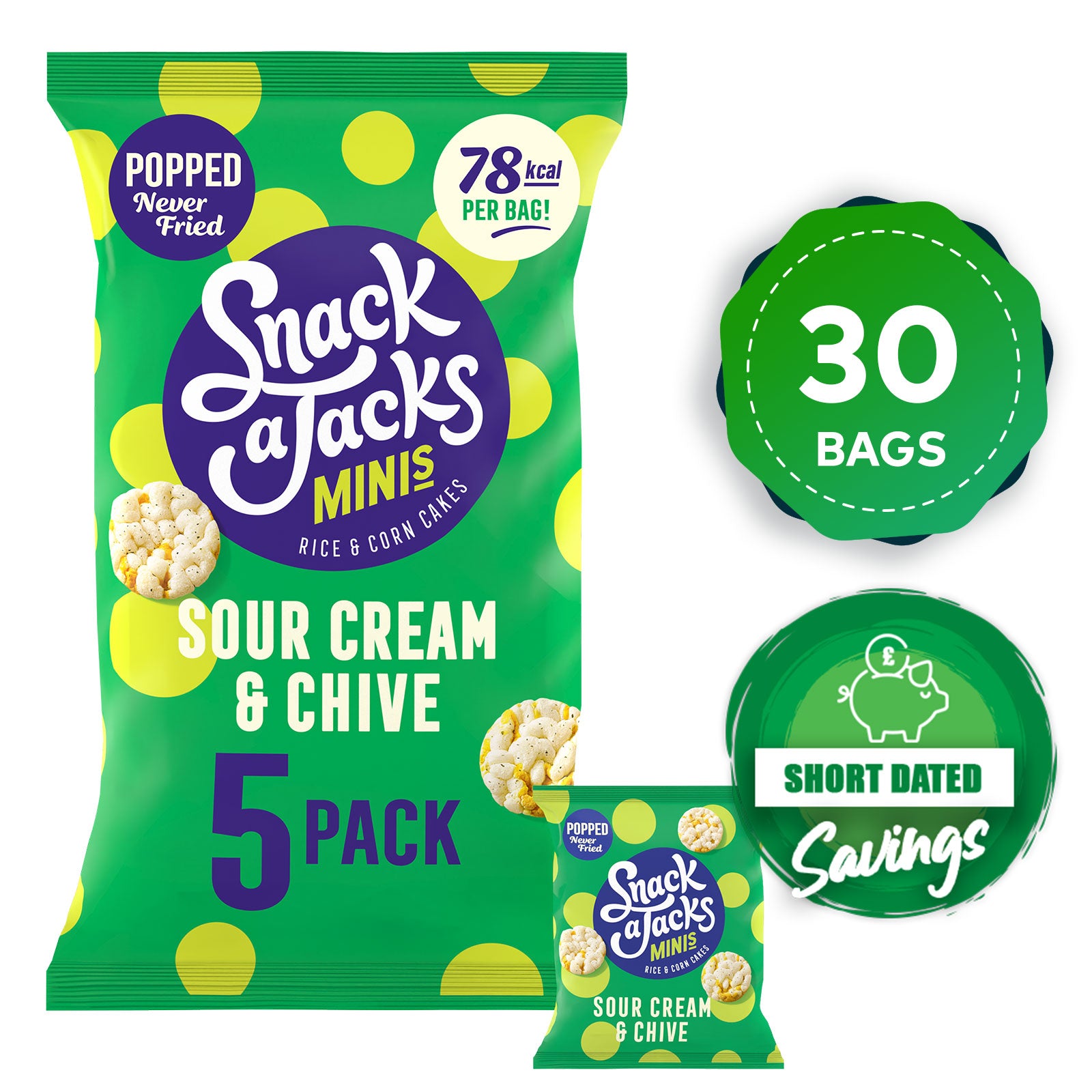 Snack a Jacks Rice Cakes Sour Cream & Chive Sharing Crisps Multipack 30 x 19g - Image 10