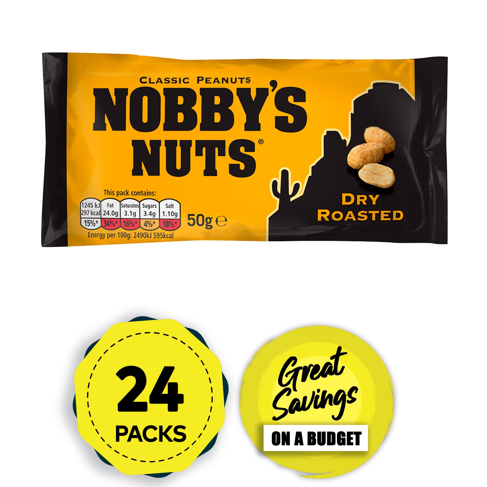 Nobby's Nuts Dry Roasted Peanuts Classic For Vegetarians 24 x 50g - Image 4