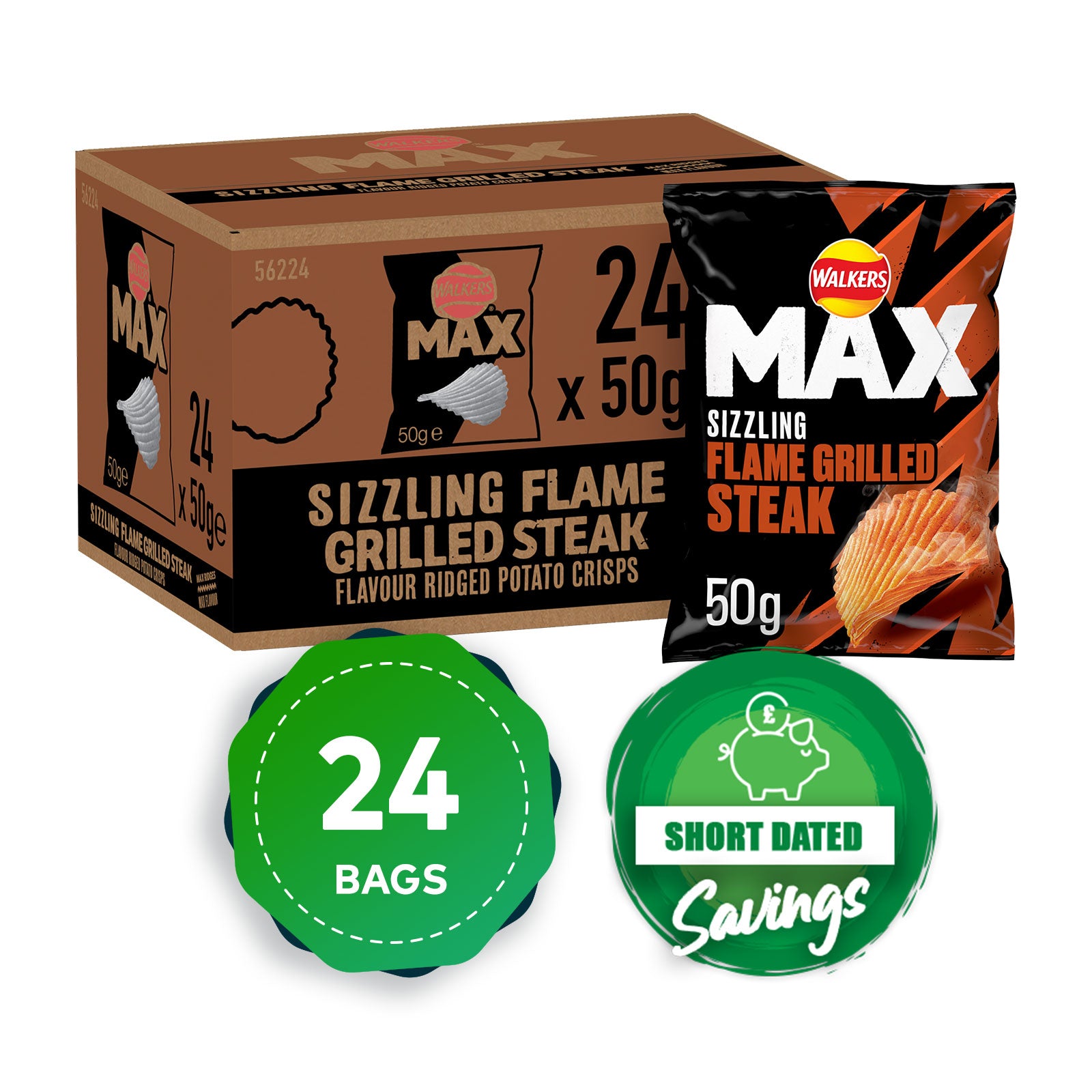 Walkers Max Crisps Sizzling Flame Grilled Steak Flavour 24 x 50g - Image 10