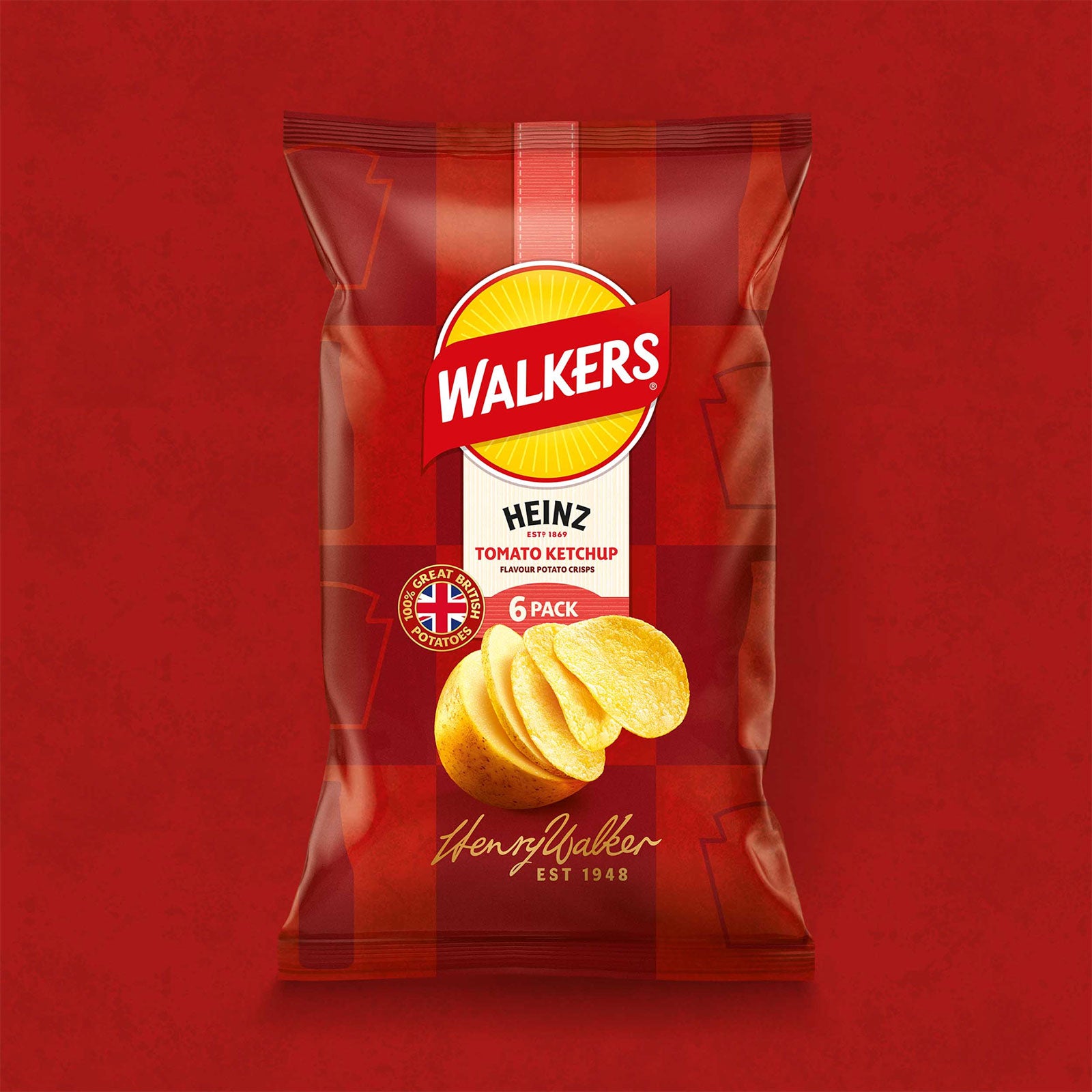 Walkers Crisps Heinz Tomato Ketchup Multipack Snacks 108 x 25g - Image 6