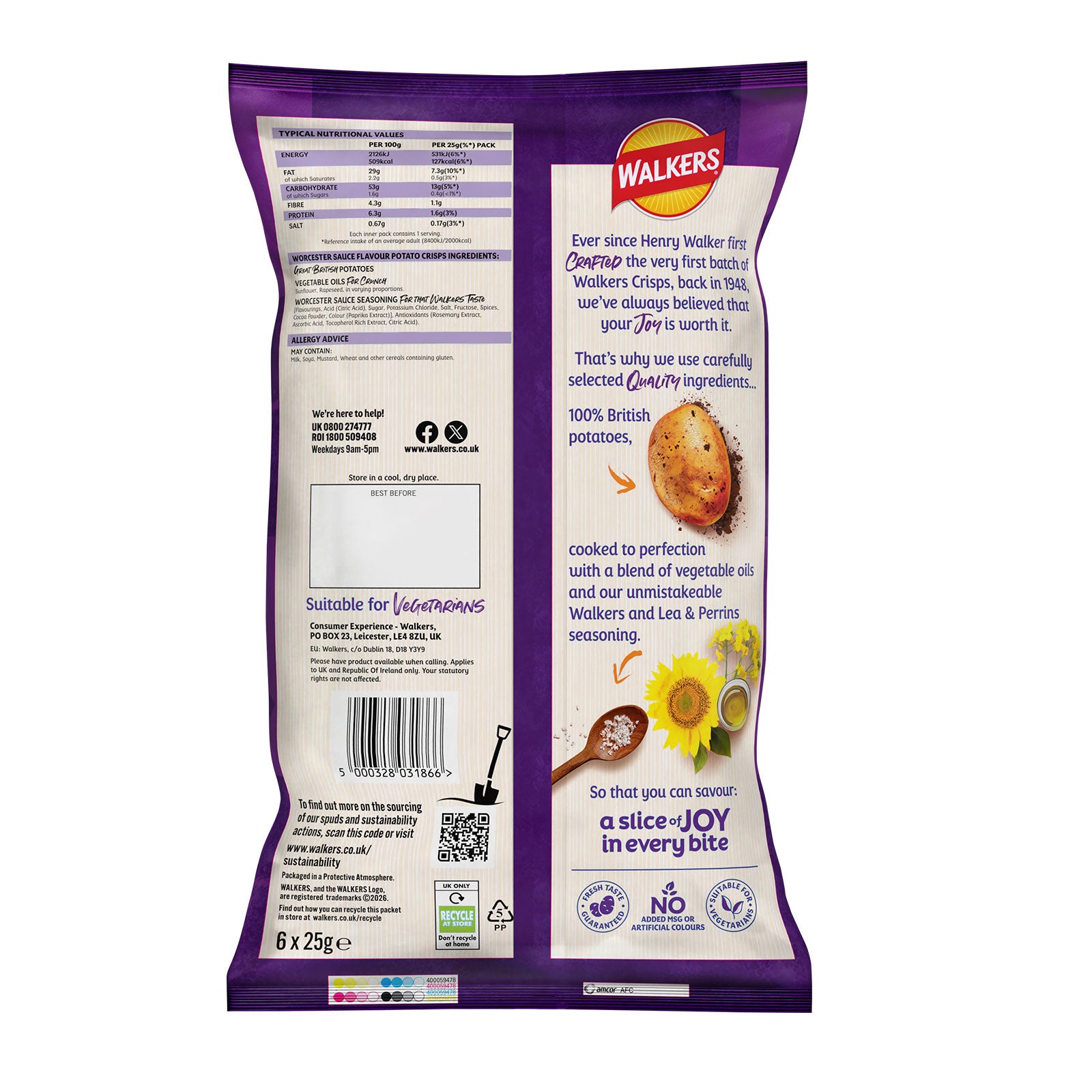 Walkers Crisps Lea & Perrins Worcester Sauce Multipack 108 x 25g - Image 3