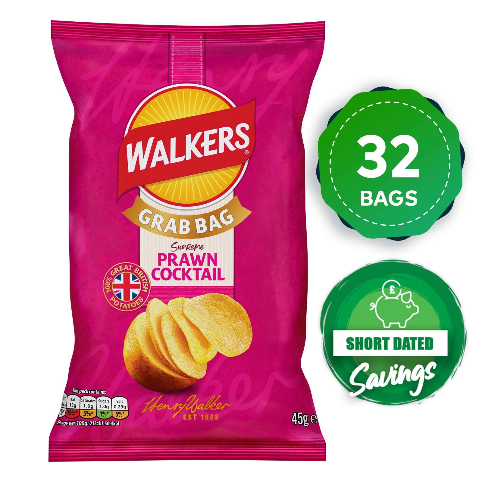 Walkers Prawn Cocktail Grab Bag Crisps 32 x 45g - Image 10