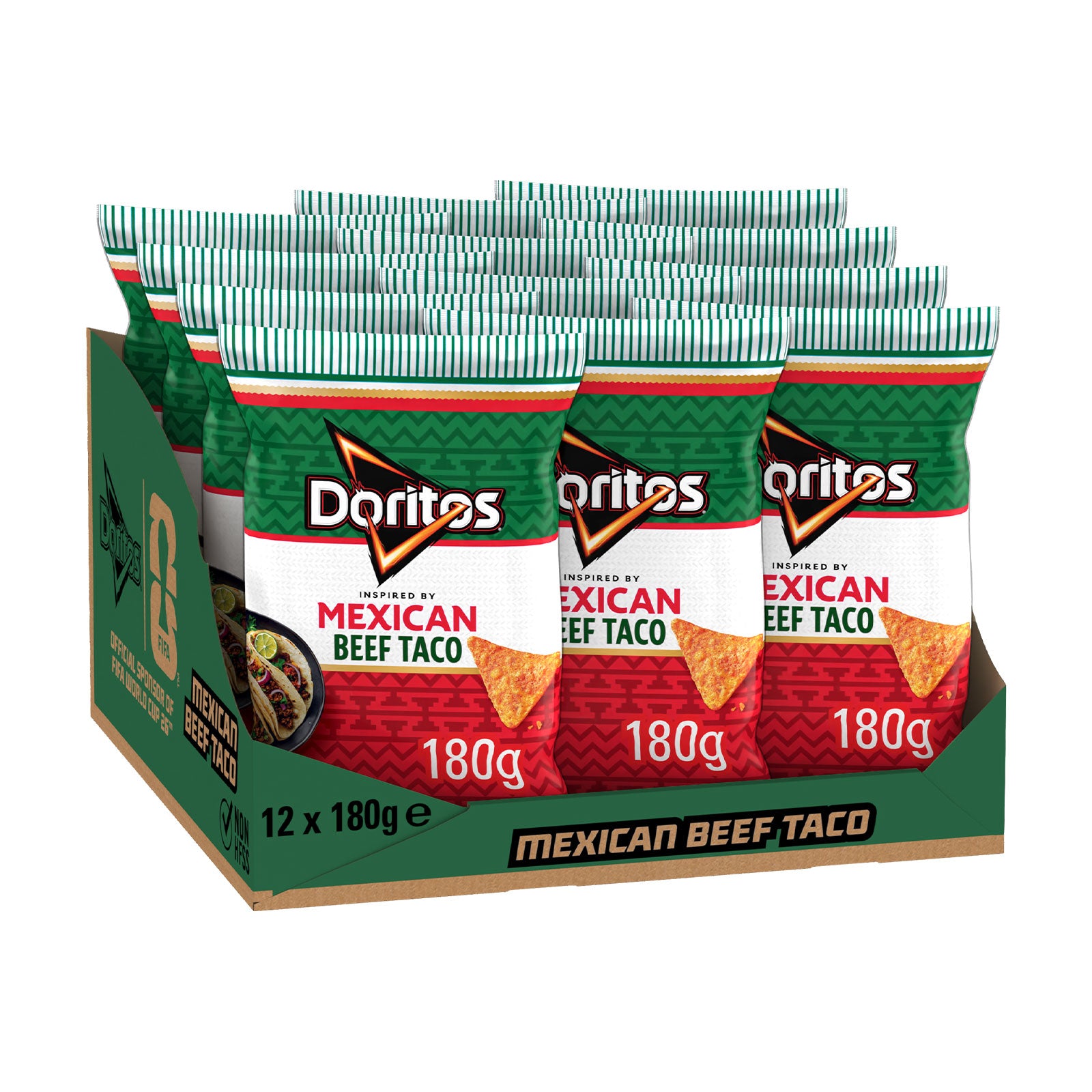 Doritos Tortilla Crisps Mexican Beef Taco Tortilla Sharing Snacks 12 x 180g - Image 2