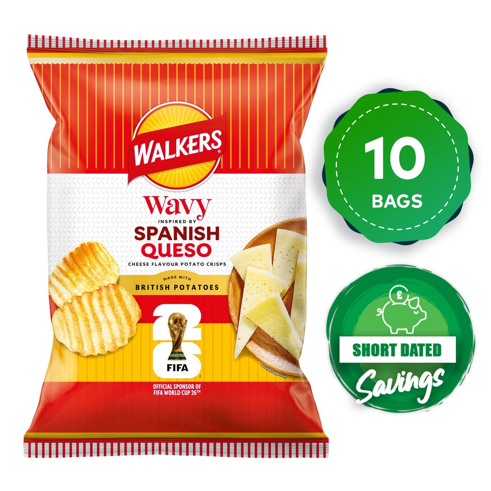 Walkers Crisps Wavy Spanish Queso Cheese Sharing Bag Snacks 9 x 150g - Image 10