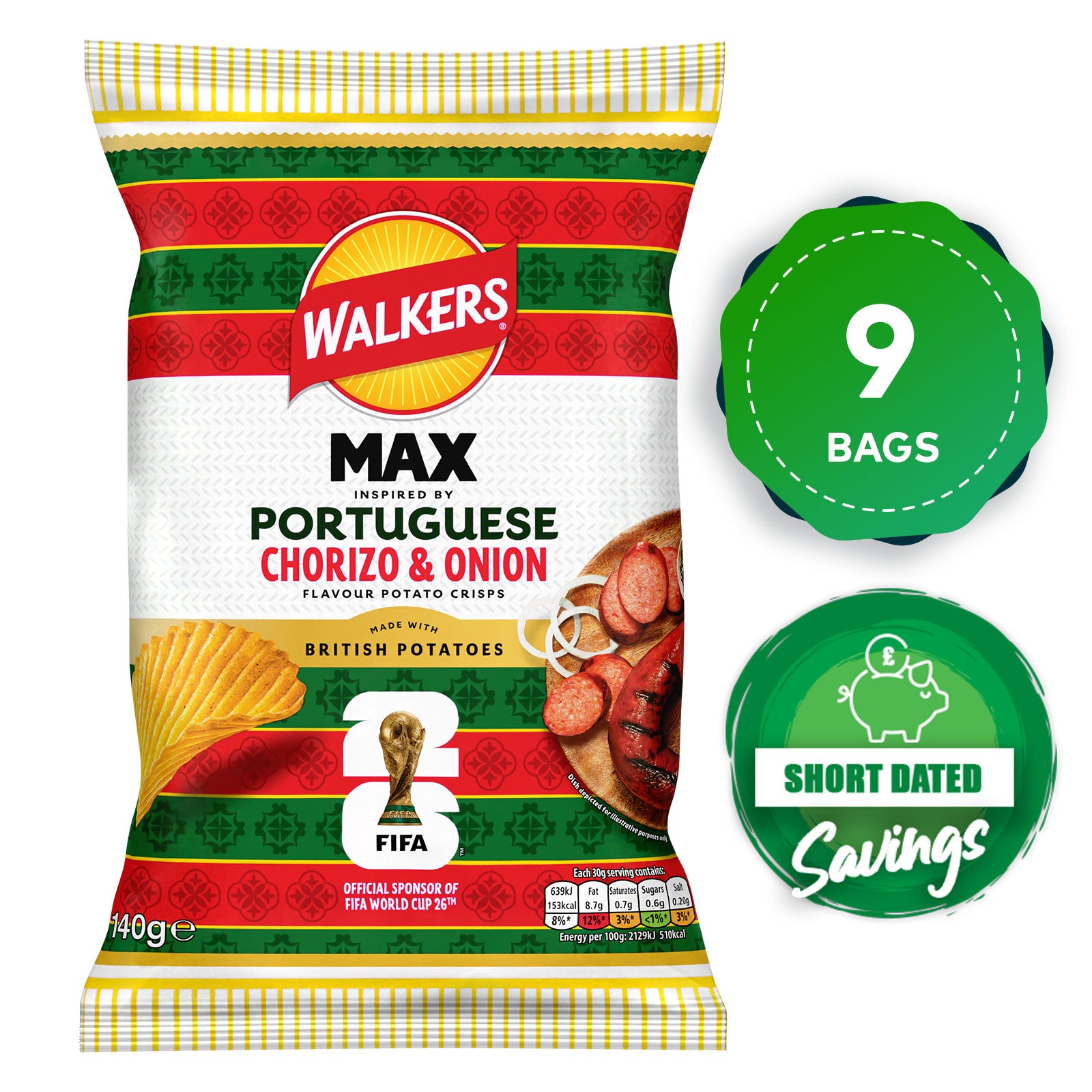 Walkers Crisps MAX Portuguese Chorizo & Onion Sharing Bag Snacks 9 x 140g - Image 10