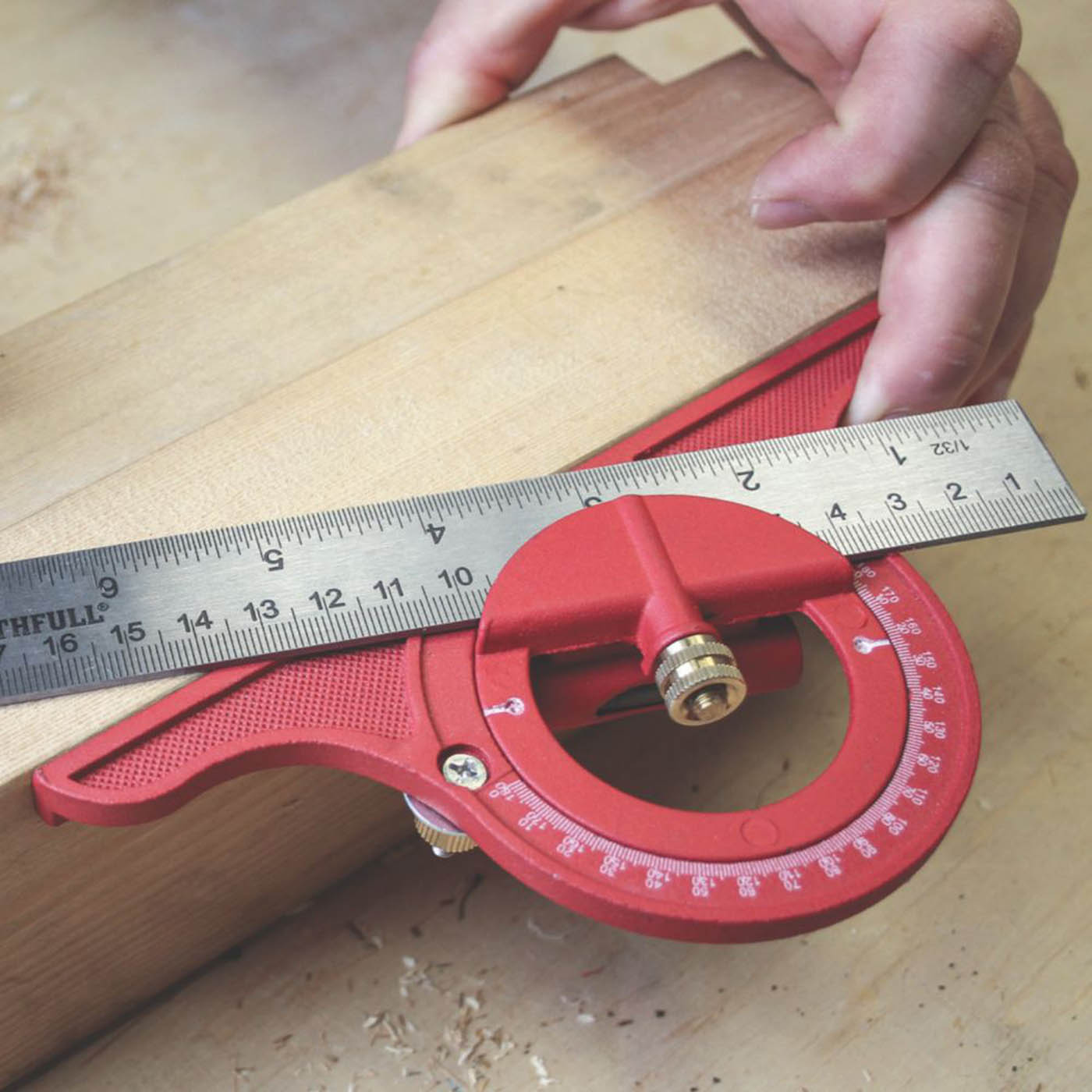Faithfull Combination Square With Protractor Stainless Steel 12inches Red 300mm - Image 4
