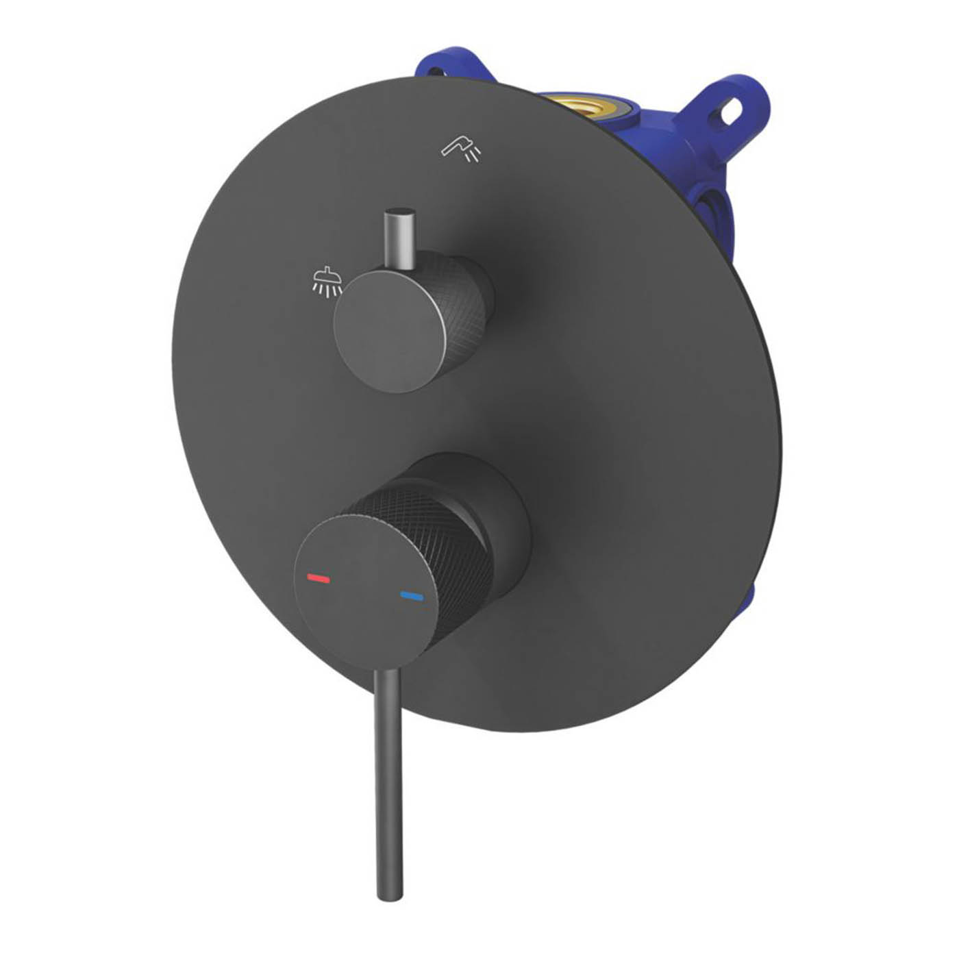 Swirl Mixer Shower Twin Head Matt Black Round Single Spray Pattern Concealed - Image 4