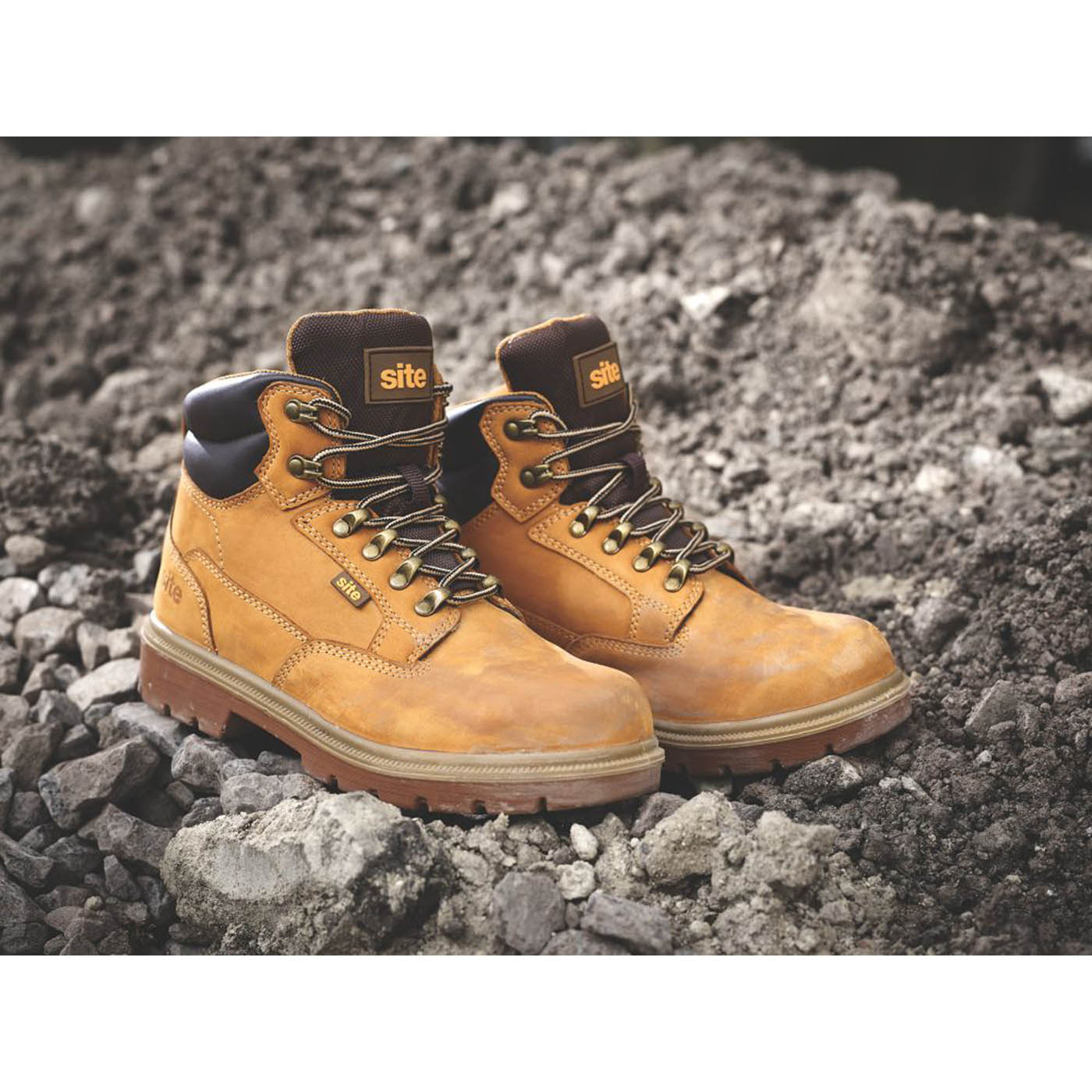 Site Women Safety Boots Wide Fit Honey Leather Steel Toe Comfort Size 8 - Image 2