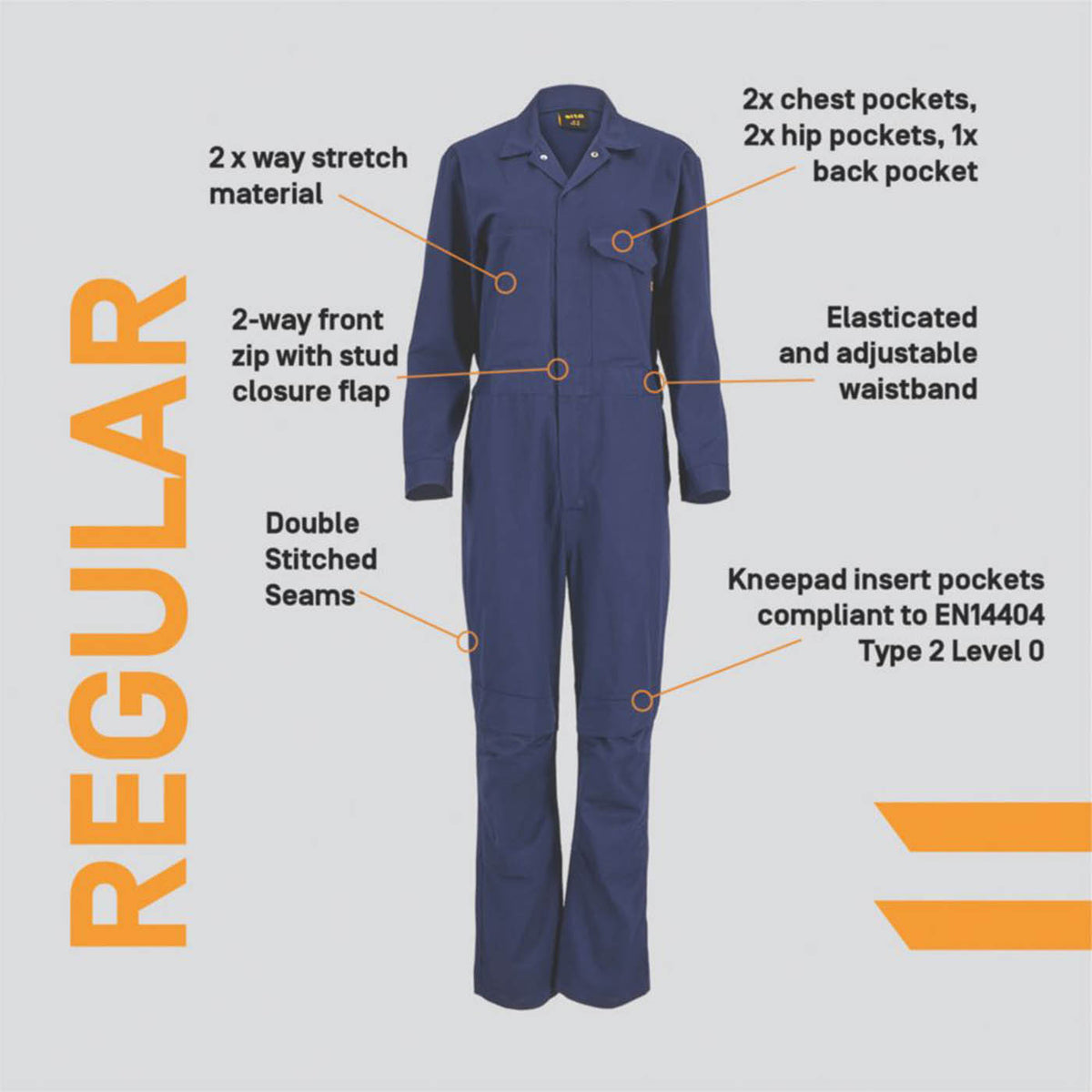 Site Womens Coveralls Blue 5 Pockets Stretch Comfortable Size 14 28" L - Image 3