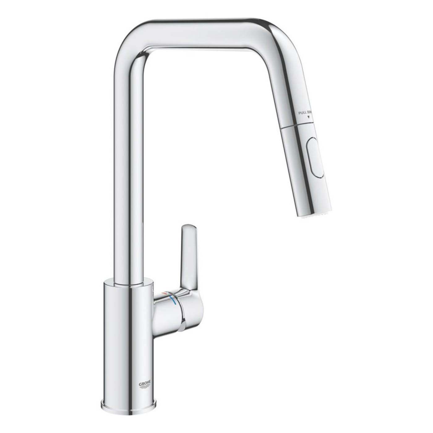 Grohe Kitchen Sink Tap Mono Mixer Chrome Single Lever Pull Out Spout Faucet - Image 1
