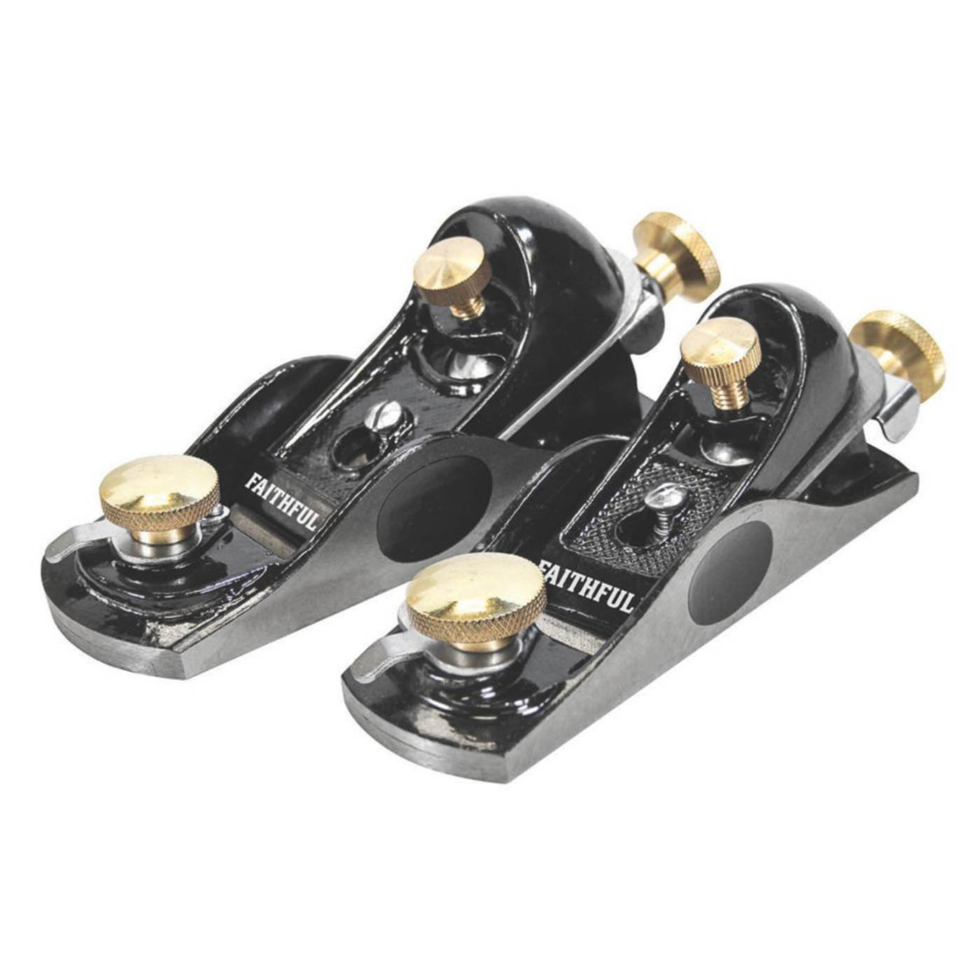 Faithfull Block Planes Set Woodworking Carbon Steel Blades Bevel Up 2 Pack - Image 1