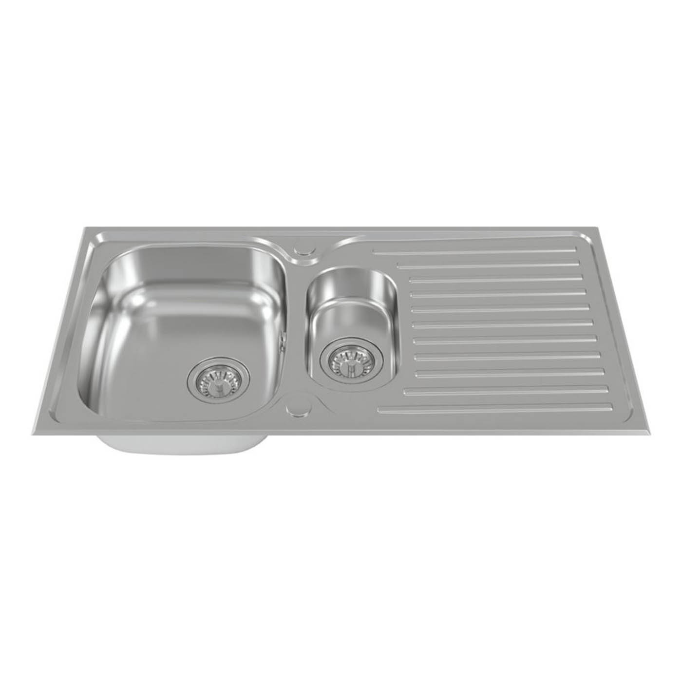 Carysil EA07 1.5 Bowl Stainless Steel Inset Kitchen Sink 965mm x 500mm - Image 3