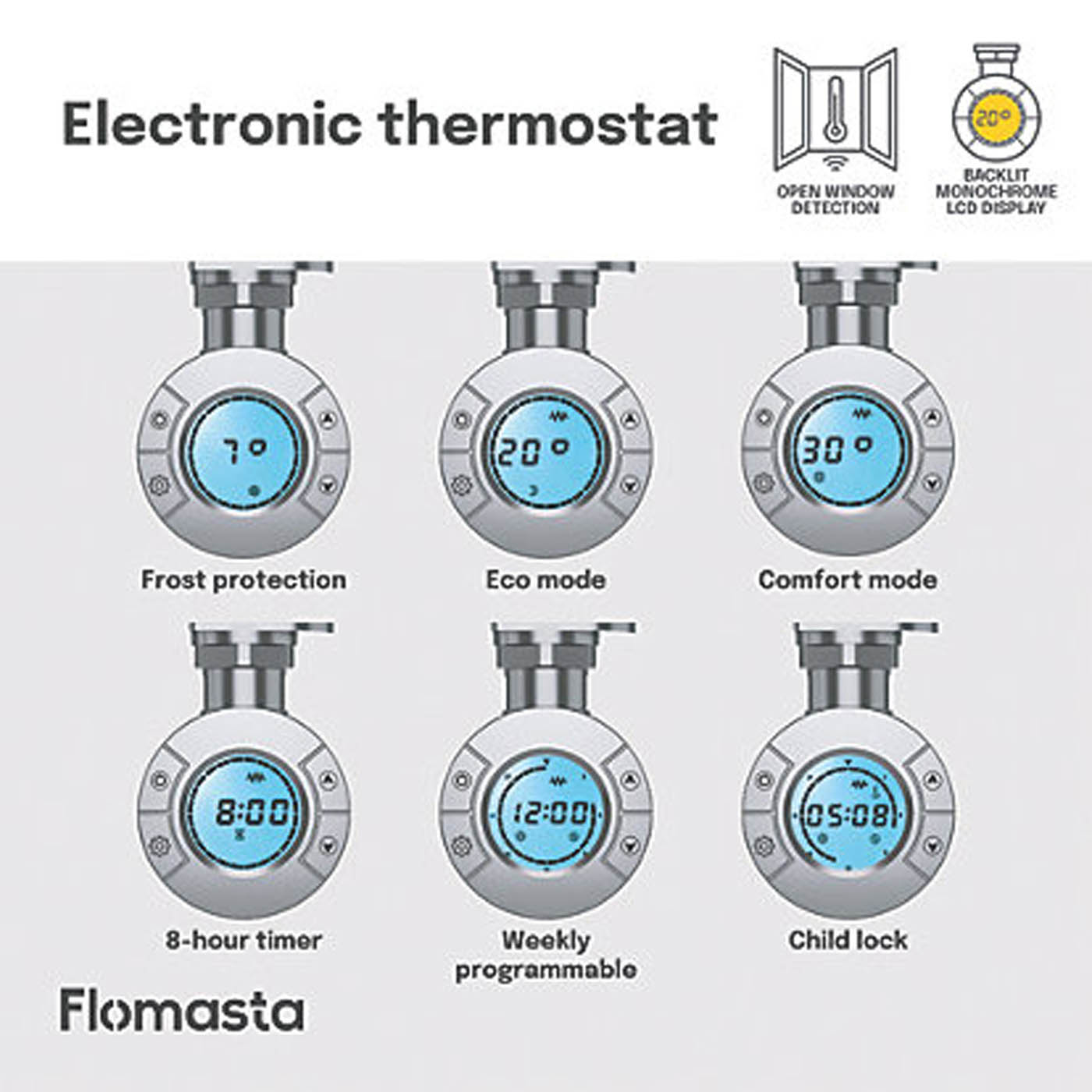 Flomasta Electric Towel Rail Radiator Chrome Curved Bathroom Warmer 70x40cm - Image 6